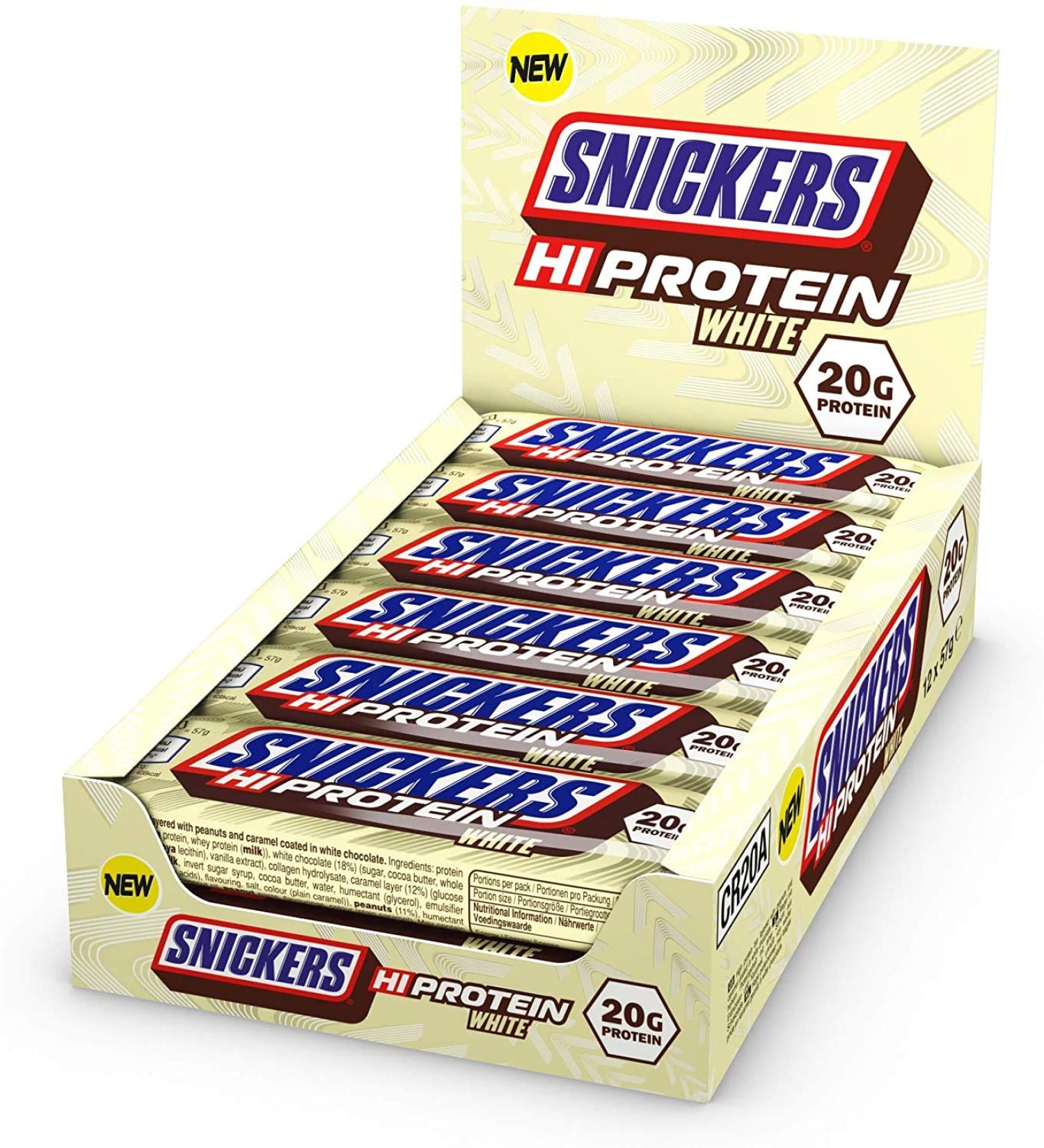 Snickers Hi-Protein White Bar 12x57g - protein bar - 20g protein - white chocolate