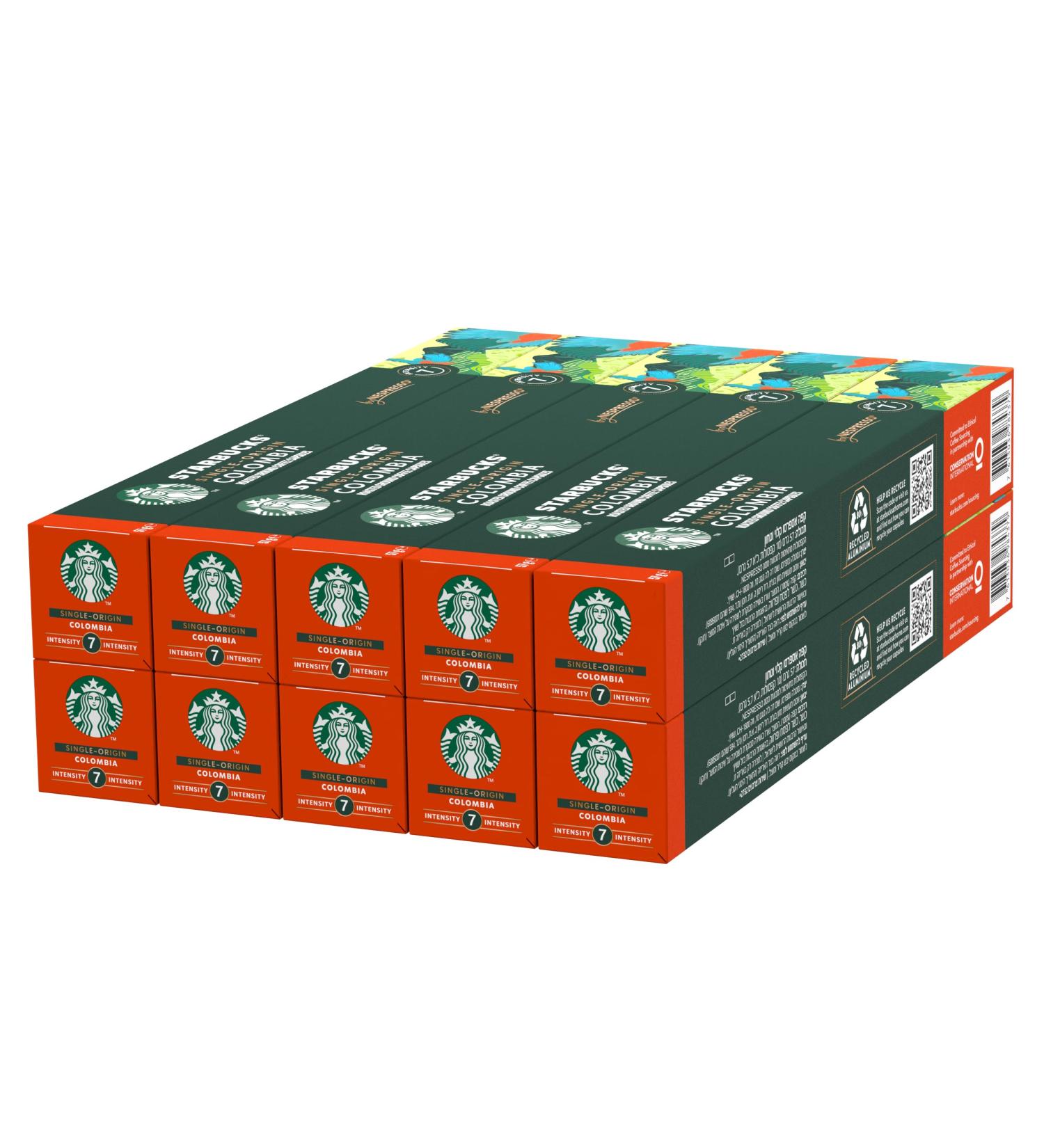 STARBUCKS Single-Origin Colombia by Nespresso Amber Roast Coffee Capsules 10 x 10 (100 Capsules) - Buy Online on GoSupps.com