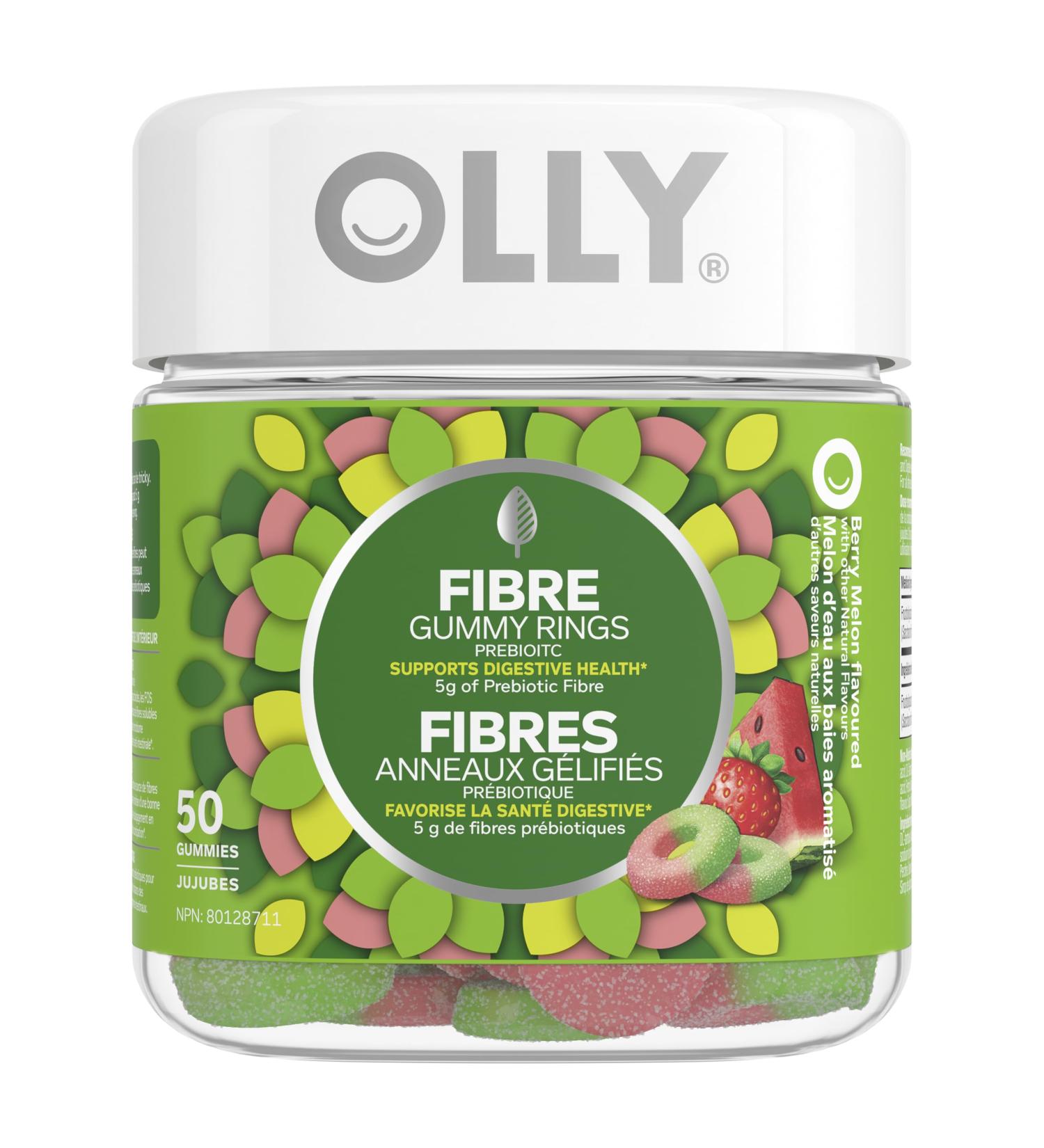 OLLY Fiber Gummy Rings 5g Prebiotic Fibre FOS (Fructo-oligosaccharides) Digestive Support Berry Melon 50ct - Buy Online on GoSupps.com