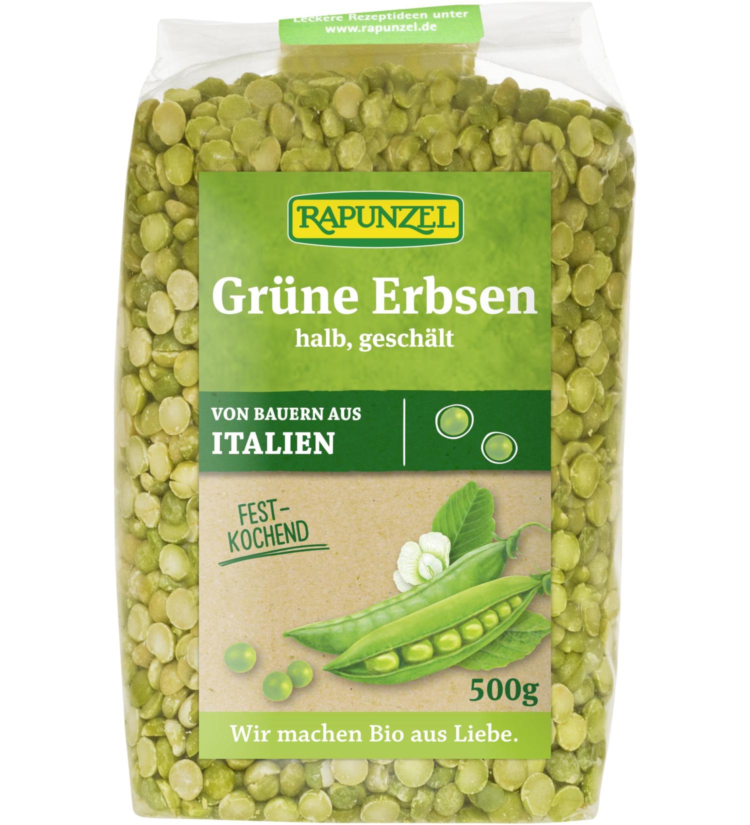 Rapunzel Organic green peas halved peeled (6 x 500 gr) 500 g (pack of 6)