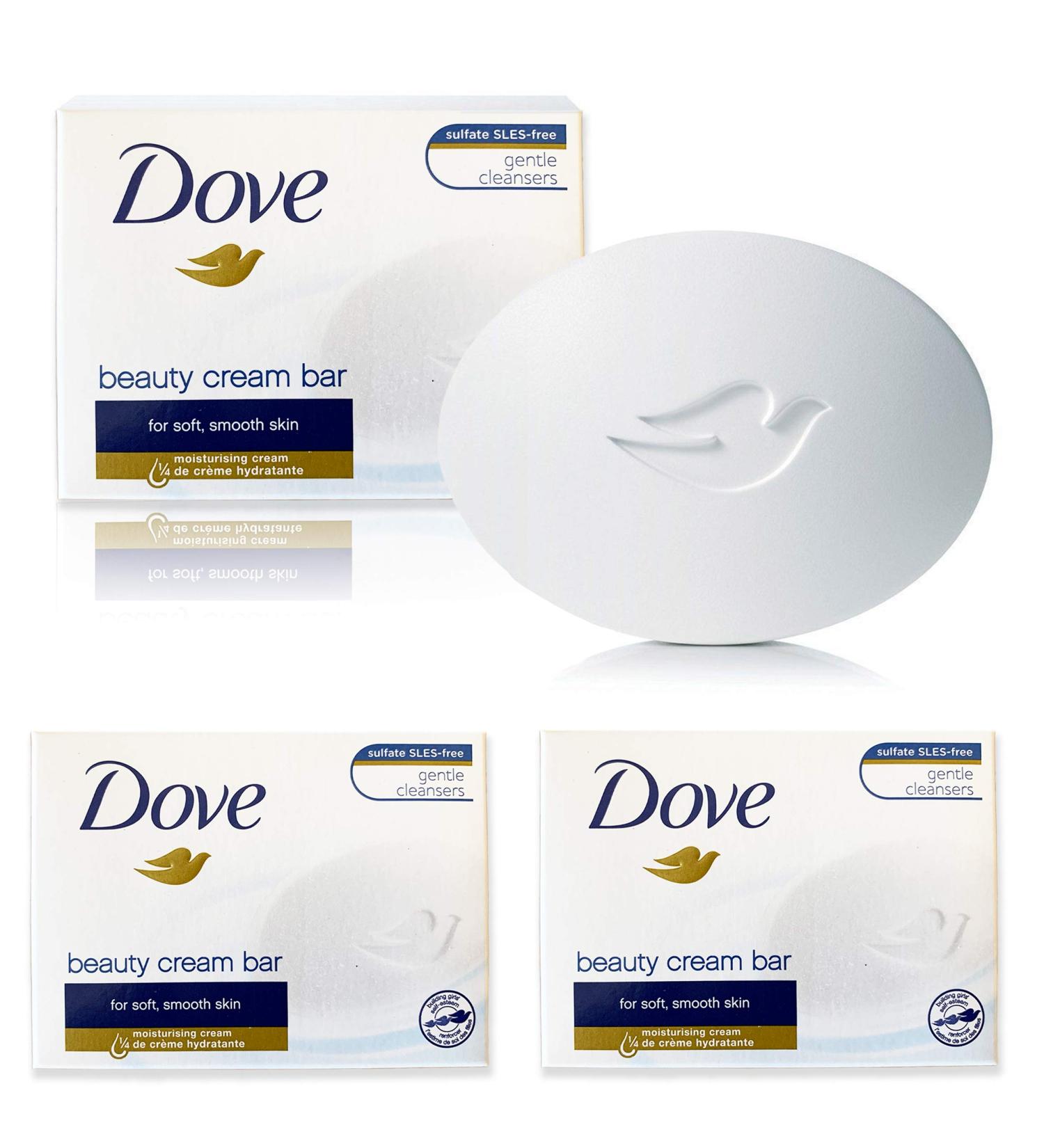 3 x Dove Beauty Cream Bar | Classic Original Soap for Shower & Bath Cleansing | Normal & Sensitive Skin | Triple Multipack 90g - Buy Online on GoSupps.com