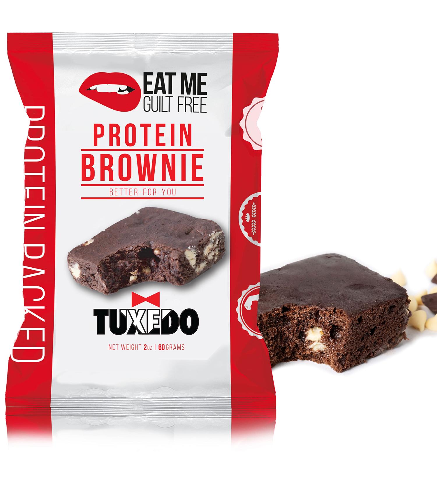 Eat Me Guilt Free Tuxedo Protein Brownie - 14g Protein | Low Carb, Keto-Friendly, Low Sugar | Non-GMO | No Preservatives | Low Calorie Snack/Dessert - 12 Count - Buy Online on GoSupps.com