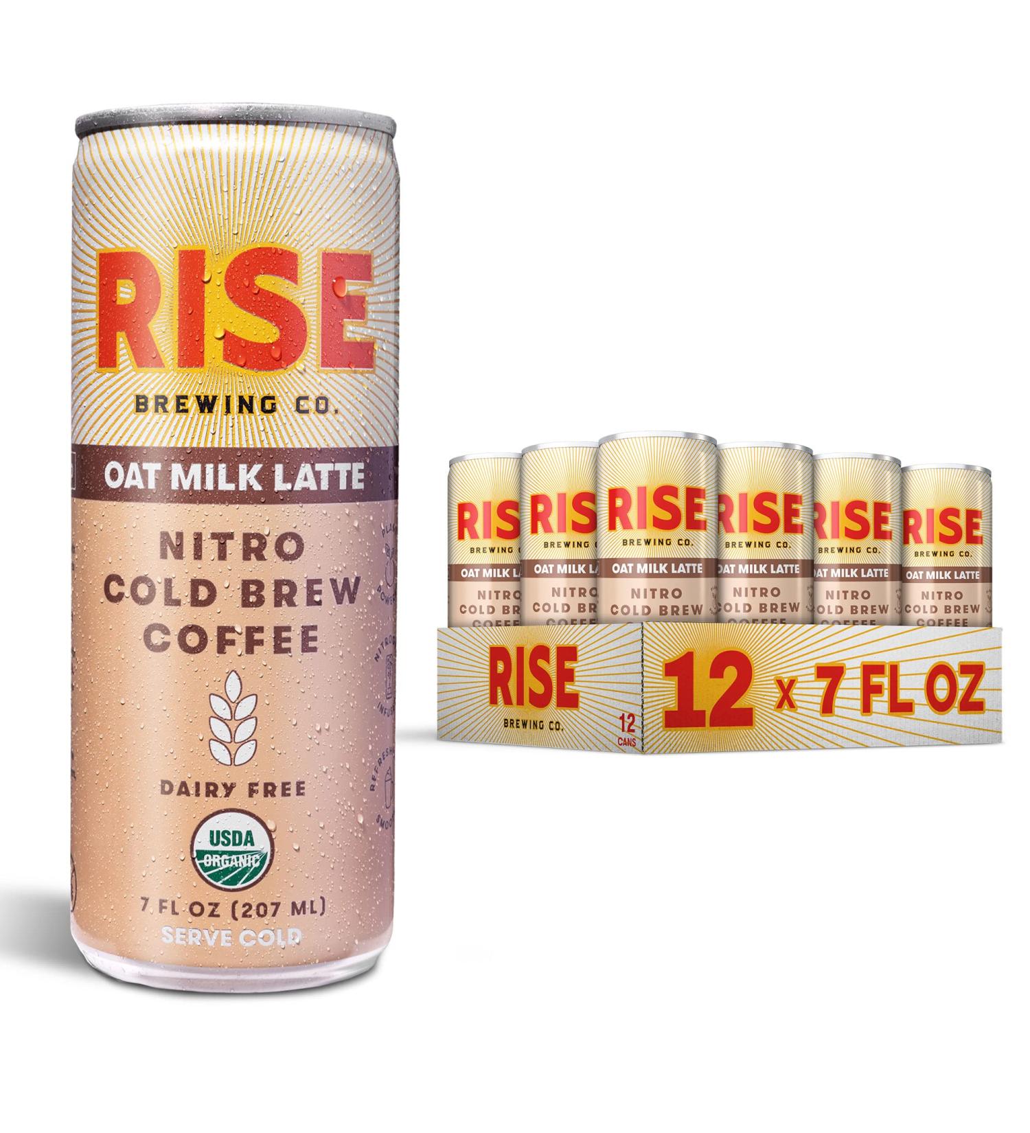 RISE Brewing Co. Oat Milk Nitro Cold Brew Latte | No Sugar | Vegan | Organic | Low Acidity | 7 fl. oz. (12 Pack) - Buy Online on GoSupps.com