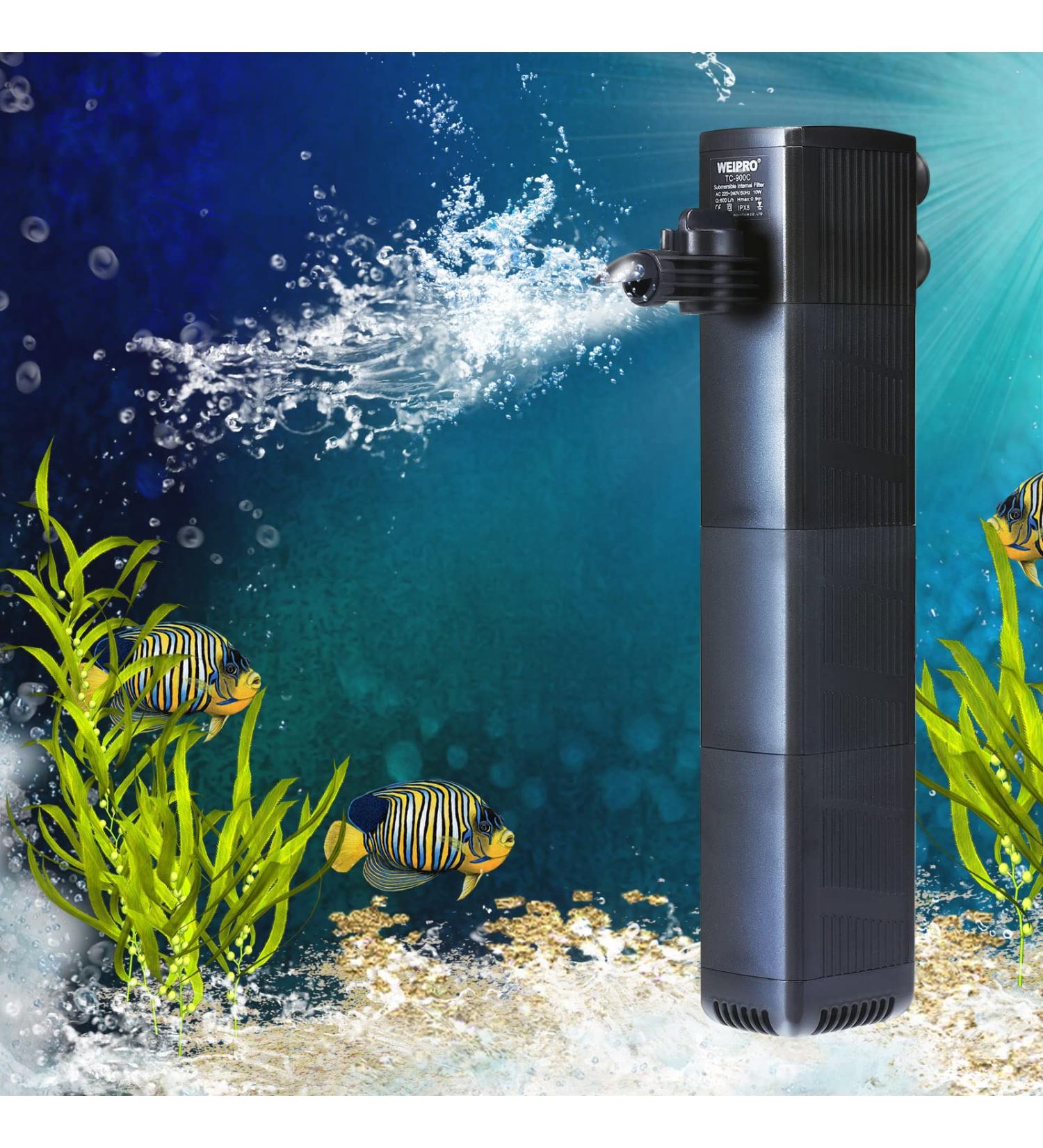 Wezro Aquarium Filter TC-900C - 3-Layer Filtration 10W Adjustable Pump for 60-120L Tanks 600L/h Suction Power - Buy Online on GoSupps.com
