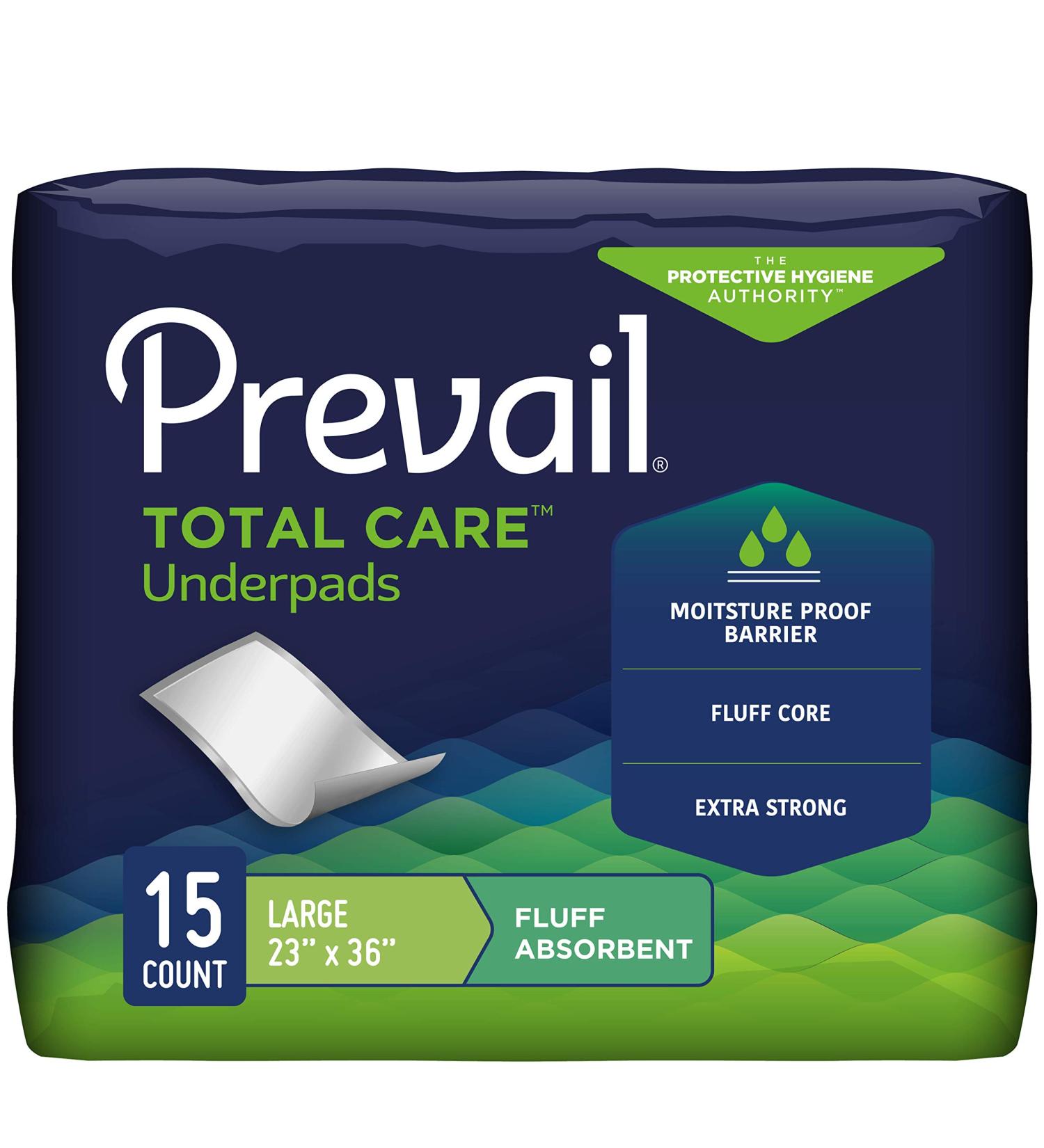 Prevail Fluff Absorbent Incontinence Underpad Disposable Large 23x36 - 15 Count - Buy Online on GoSupps.com