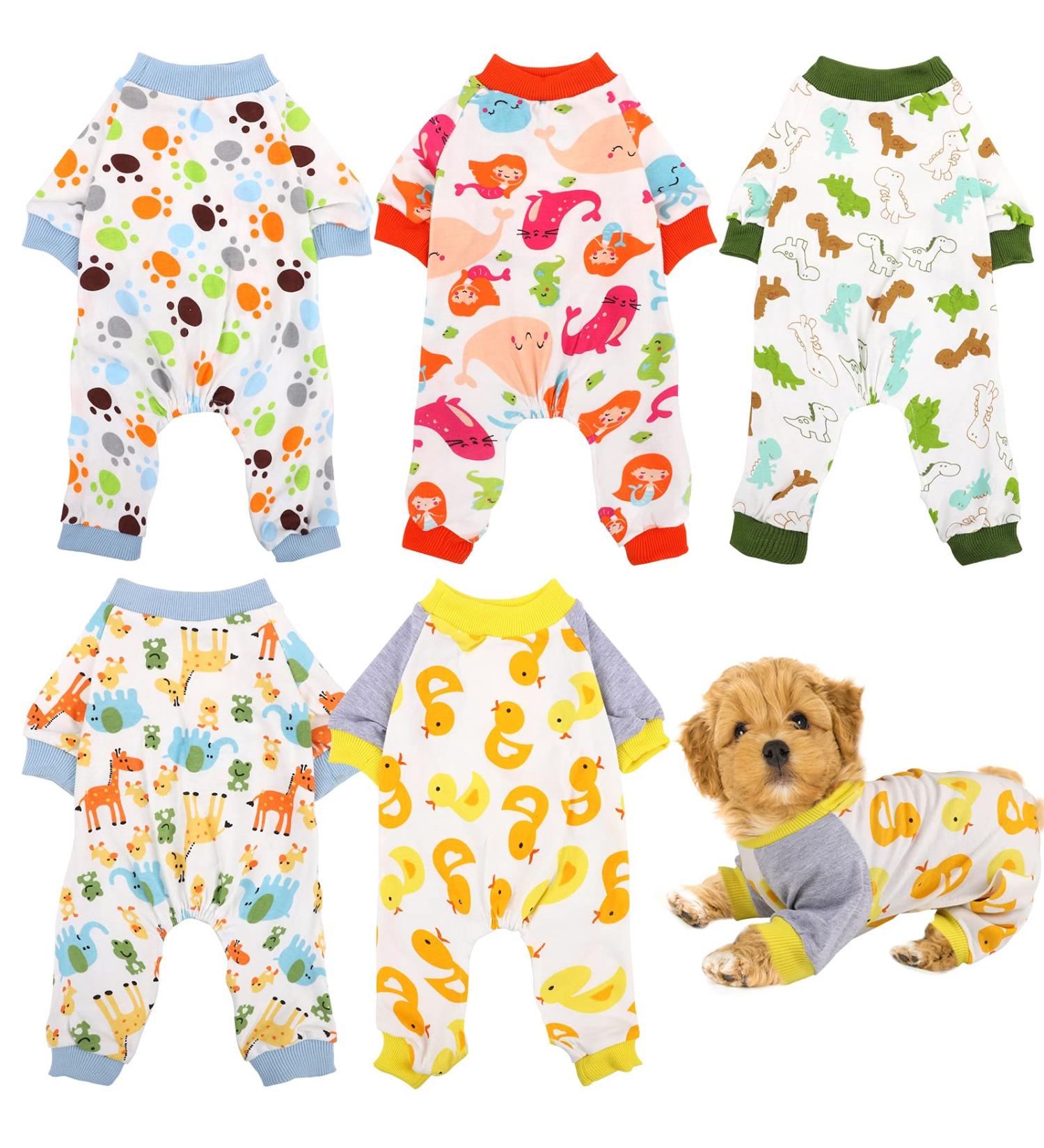 URATOT 5-Piece Puppy Dog Pajamas Jumpsuit Set - Medium | Cute Pet Rompers for Dogs & Cats in 5 Adorable Styles - Buy Online on GoSupps.com