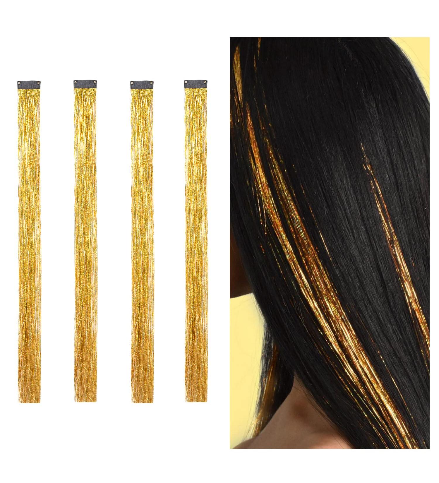 Shop Glitter Hair Strands & Tinsel Clip Extensions - 48cm Glamorous Lametta for Stunning Looks - Buy Online on GoSupps.com