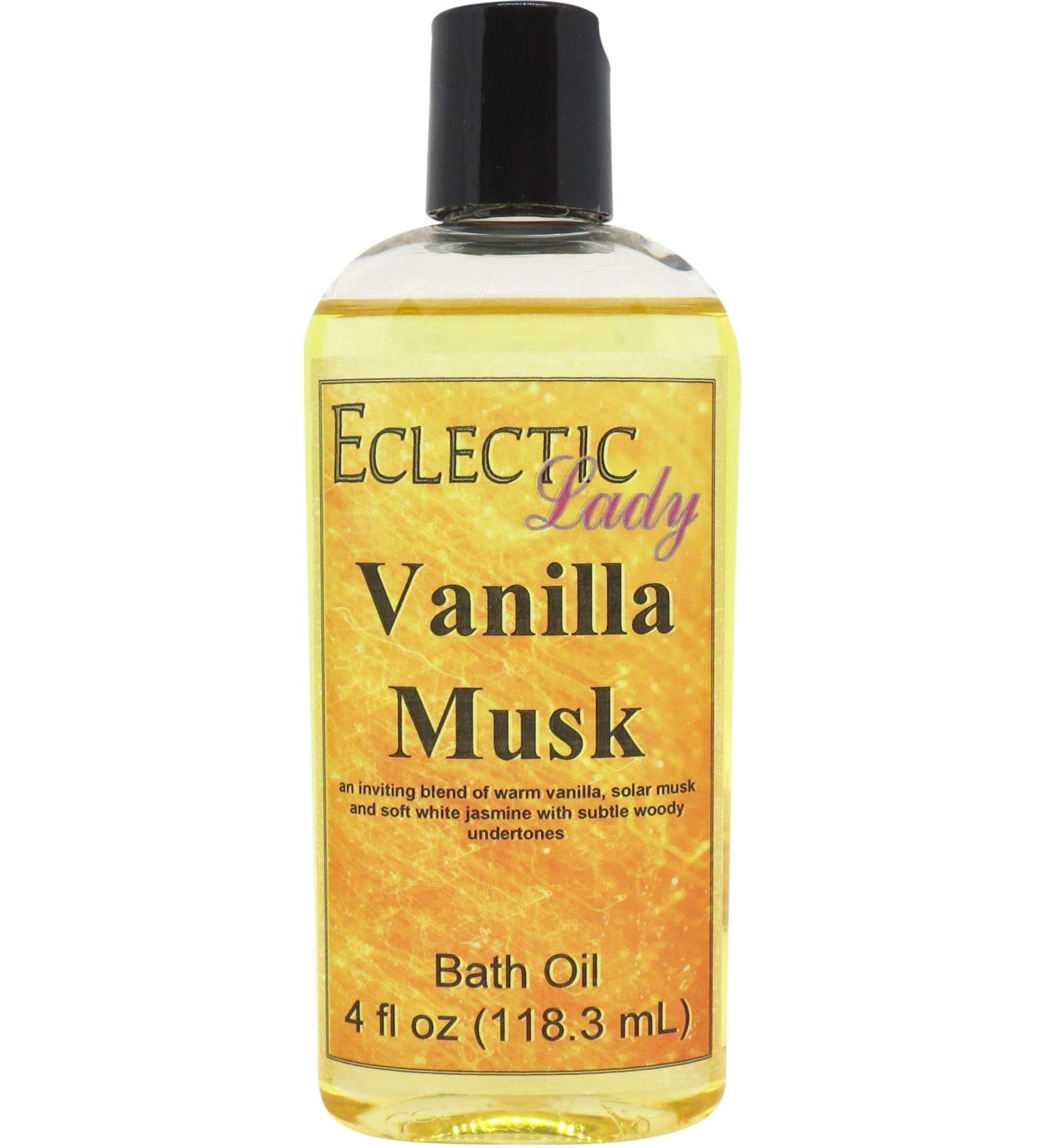 Vanilla Musk Bath Oil by Eclectic Lady - Nourishing & Moisturizing Scented Bath Oil for Sensitive Skin - Relaxing Fragrance Body Oil (4 oz - Buy Online on GoSupps.com
