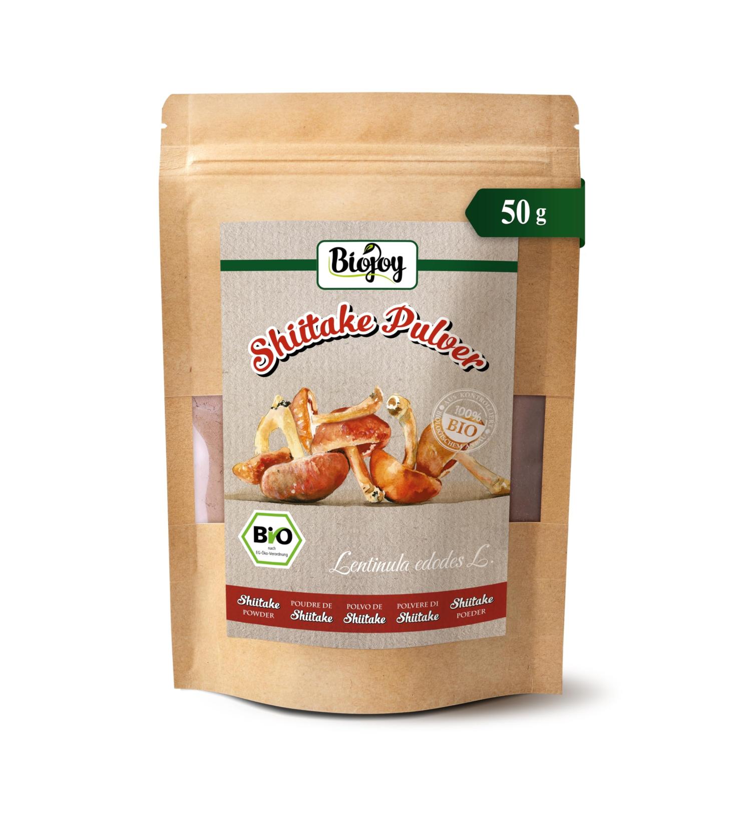  Biojoy Biojoy Organic Shiitake Powder 50 g dried and finely ground Shiitake mushrooms Lentinula edodes - Buy Online on GoSupps.com