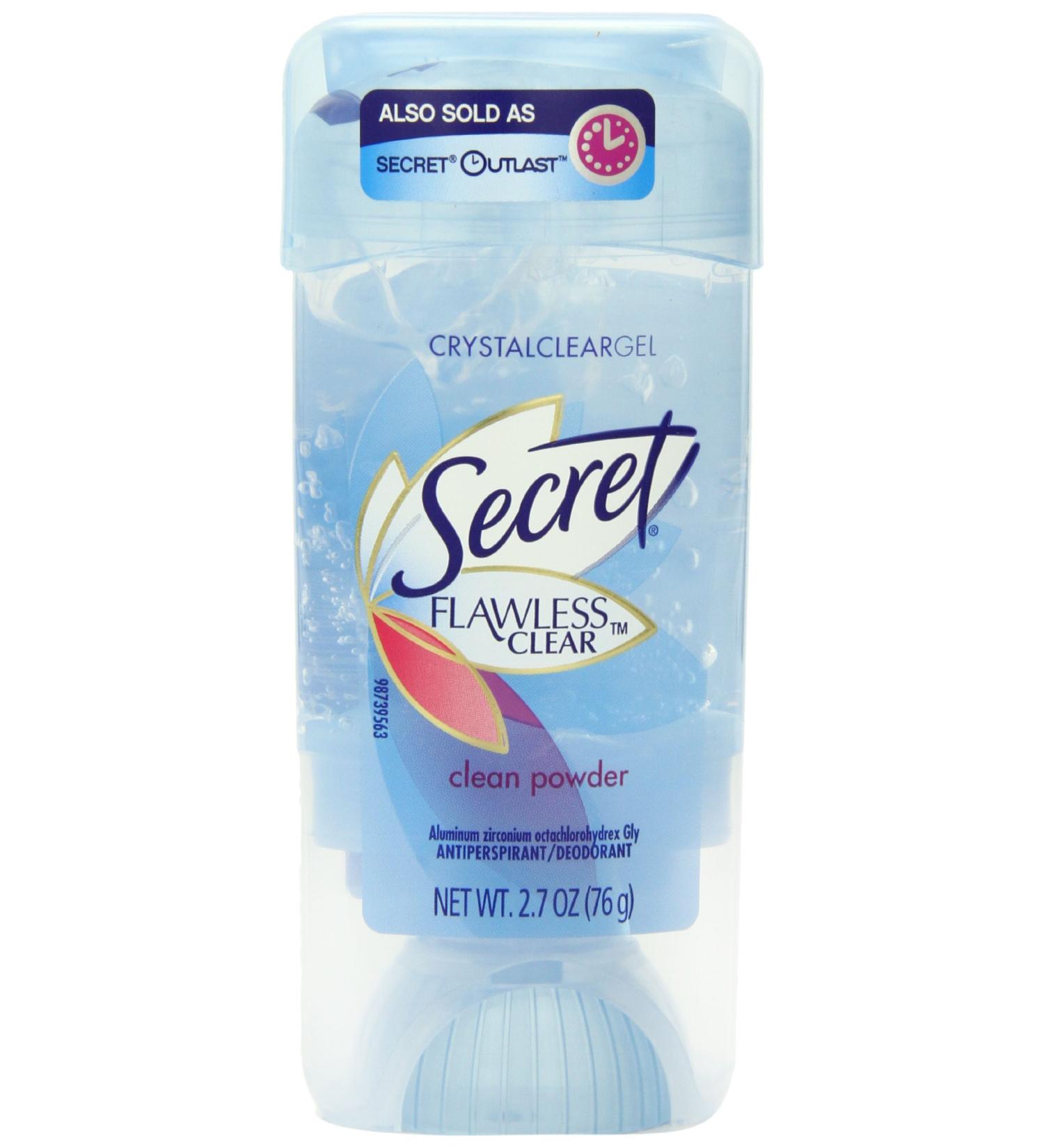 Secret Flawless Clear Crystal Gel Clean Powder Scent Antiperspirant and Deodorant 2.7 Ounce