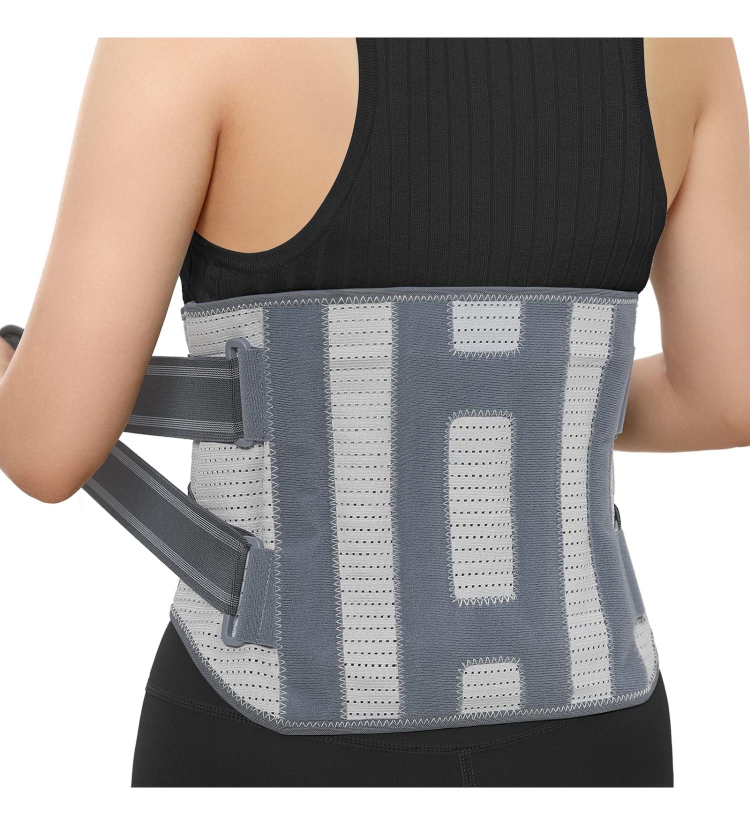 ABYON Lower Back Support Belt - Air Mesh Adjustable Brace for Men and Women with Herniated Disc, Sciatica, Scoliosis - Size S 29.5-34.2'' - Grey-White - Buy Online on GoSupps.com
