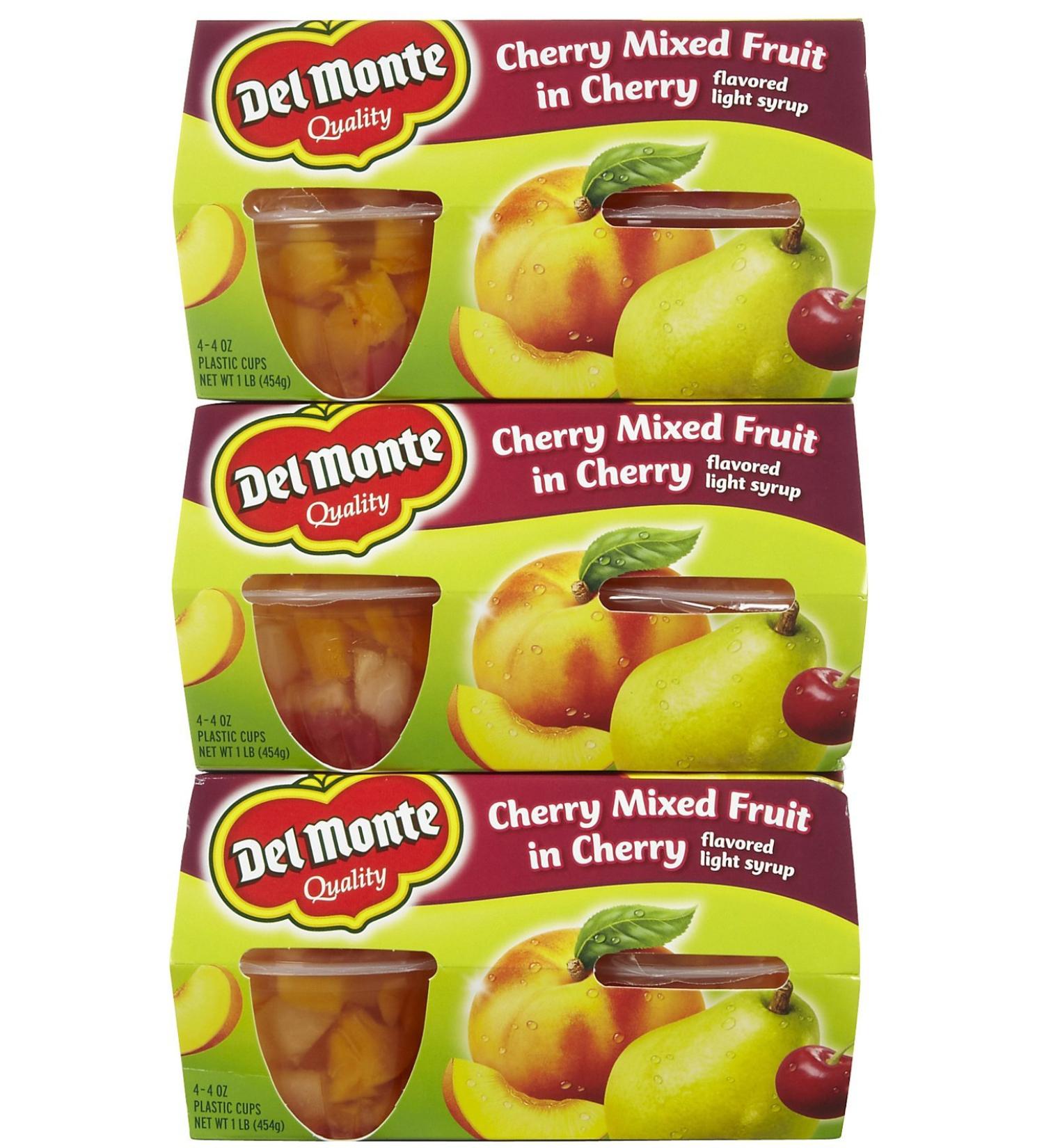 Del Monte Cherry Mixed Fruit In Light Syrup 4 - 4 oz cups (Pack of 6)