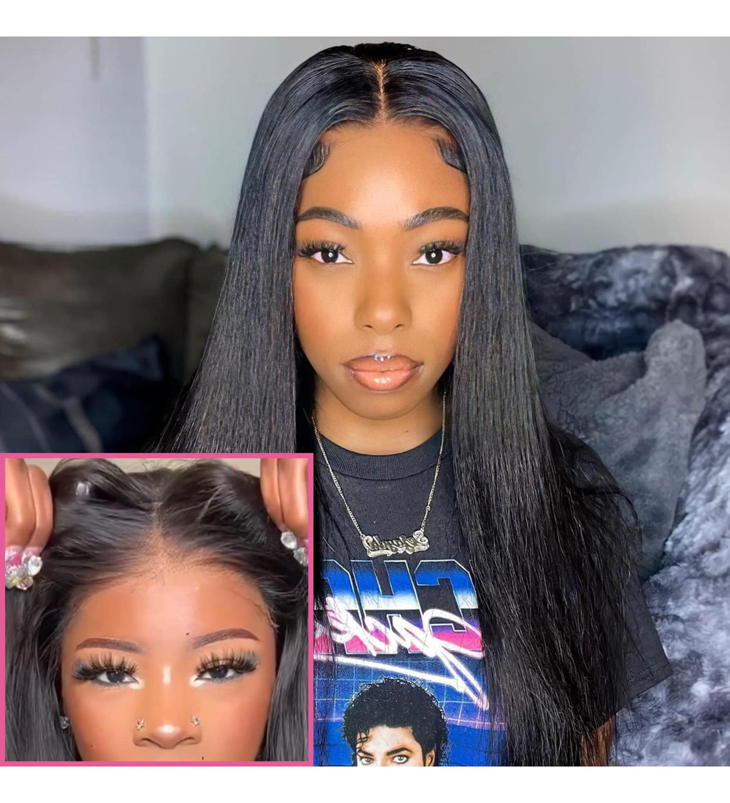 Original Queen 24 Inch Straight HD Lace Front Wig - Glueless Human Hair Wig for Women - Pre Cut & Pre Plucked - 180% Density - Natural Black - Buy Online on GoSupps.com