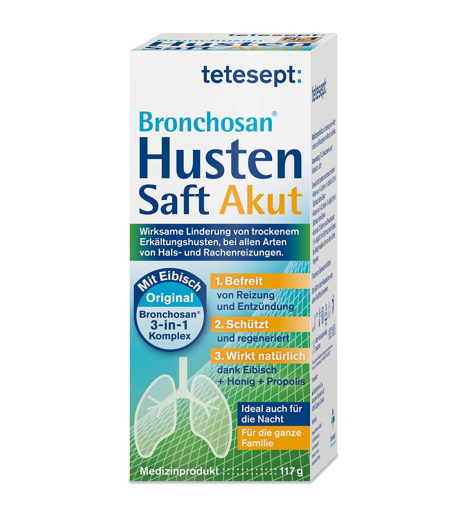 tetesept Bronchosan Cough Acute Syrup | Soothing Cold Remedy for Dry Coughs 117g | Fast International Shipping - Buy Online on GoSupps.com