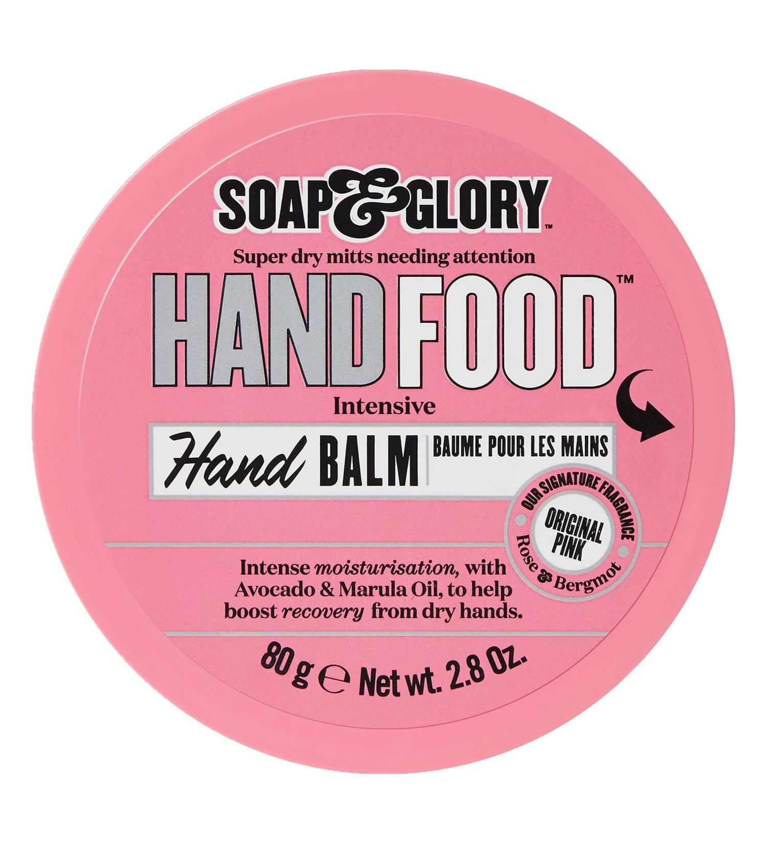 Soap & Glory Original Pink Hand Food Balm | Intensive Hydrating Hand & Cuticle Cream with Avocado & Marula Oil | Rose & Bergamot Scent - 80g - Buy Online on GoSupps.com