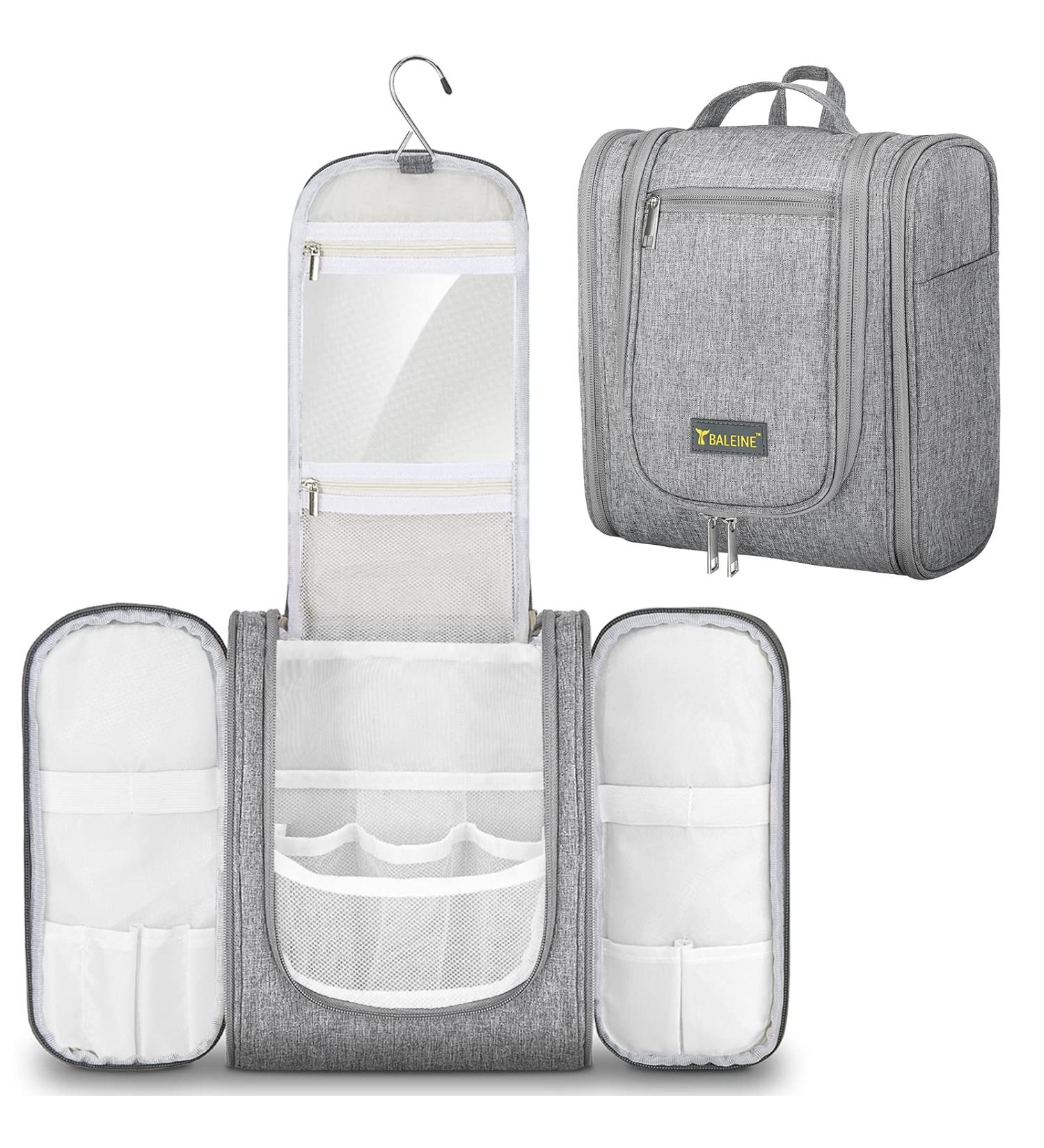 Baleine Water-Resistant Toiletry Bag for Women and Men - Large Gray Makeup Organizer with Hanging Hook - Buy Online on GoSupps.com