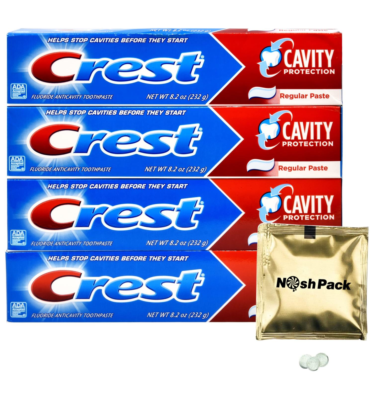 Fluoride Cavity Protection Toothpaste 8.2oz Bulk Pack with Nosh Pack Mints - Prevents Cavities, 4 Pack - Buy Online on GoSupps.com