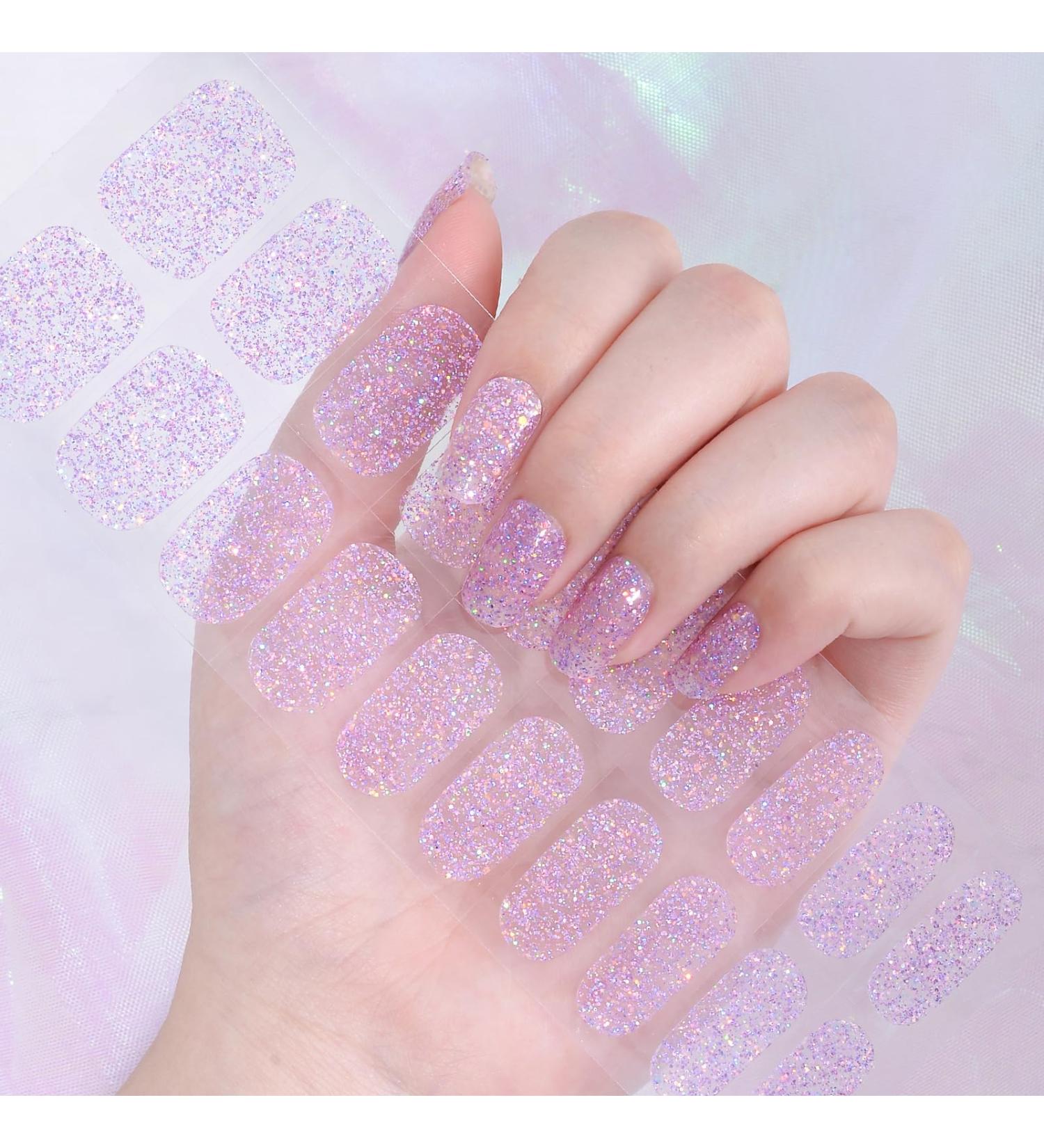 Shop Ceboic Half Hardened UV Gel Strips - 22 Self-Adhesive Nail Wraps | Long-Lasting Salon Quality Pink Purple Glitter Gel Polish for Fingers & Toenails - Buy Online on GoSupps.com