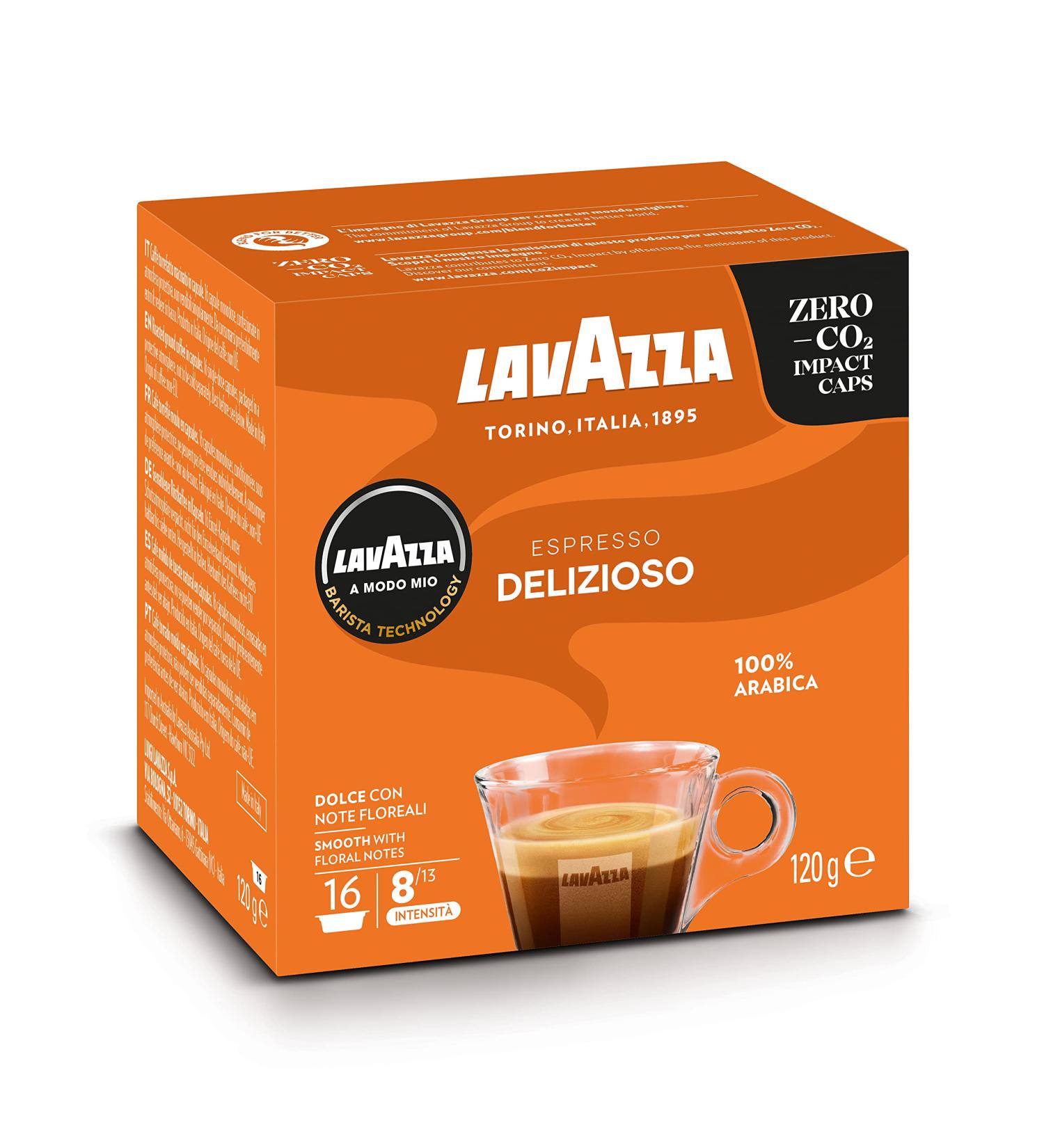 LAVAZZA - Cafe Espresso Delizioso - Coffee Capsule A Modo Mio - 100% Arabica - Subtle and Liquour - 16 Capsules Compatible Lavazza A Modo Mio  - Buy Online on GoSupps.com