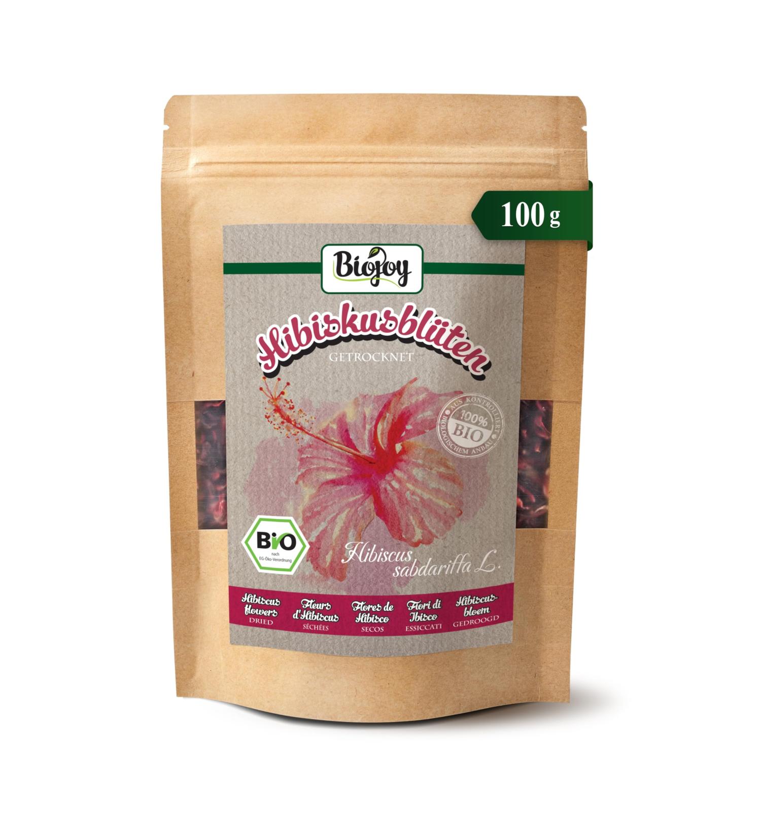  Biojoy Biojoy Organic Dried Hibiscus Flowers (100g) ideal for Infusion without additives (Hibiscus rosa-sinensis) - Buy Online on GoSupps.com