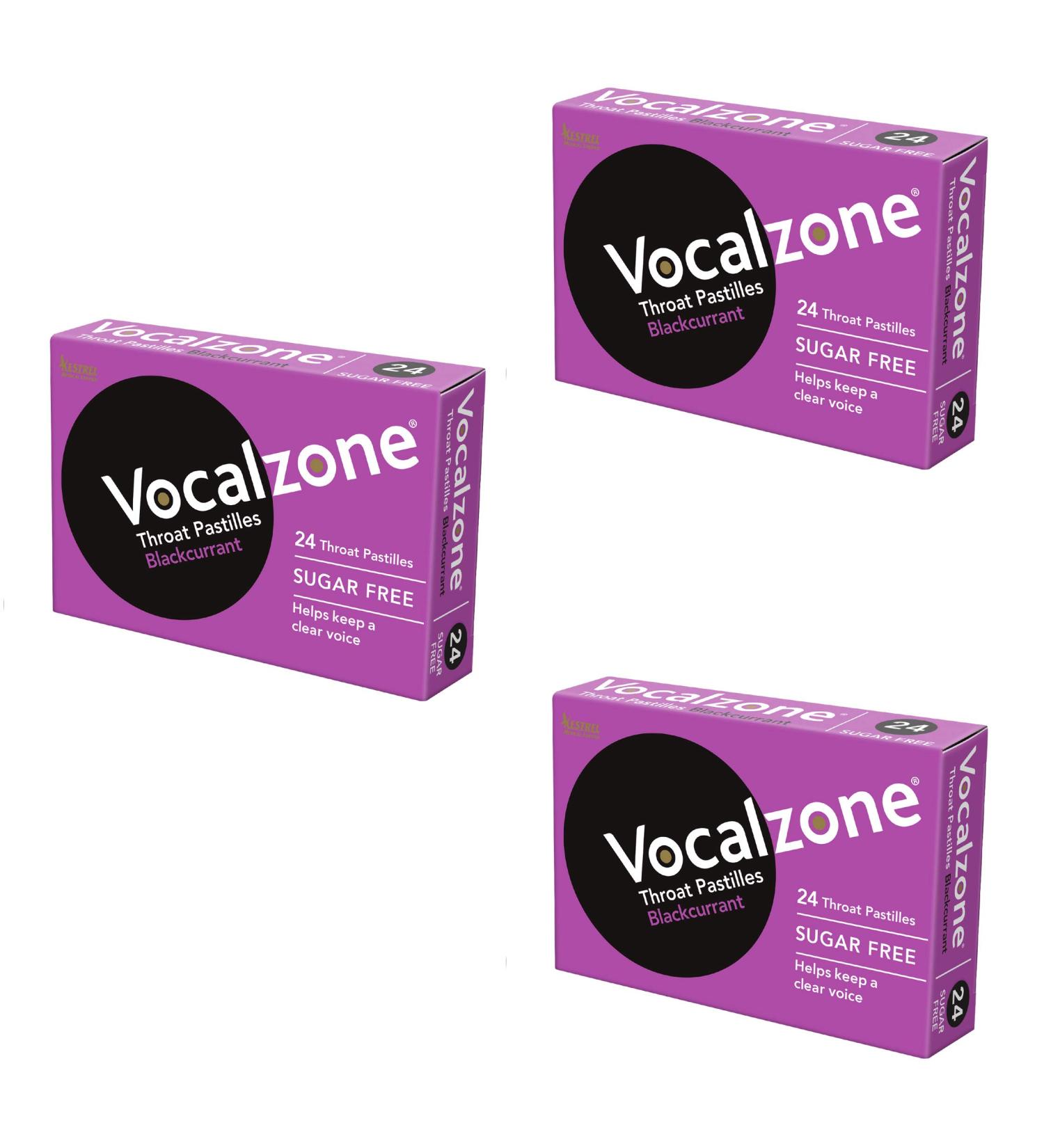 Vocalzone Throat Pastilles Blackcurrant Sugar Free 3 Packs 24- for Sore Throats and Hoarseness When Overusing Your Voice. Produced and Sold in The United Kingdom Since 1912. - Buy Online on GoSupps.com