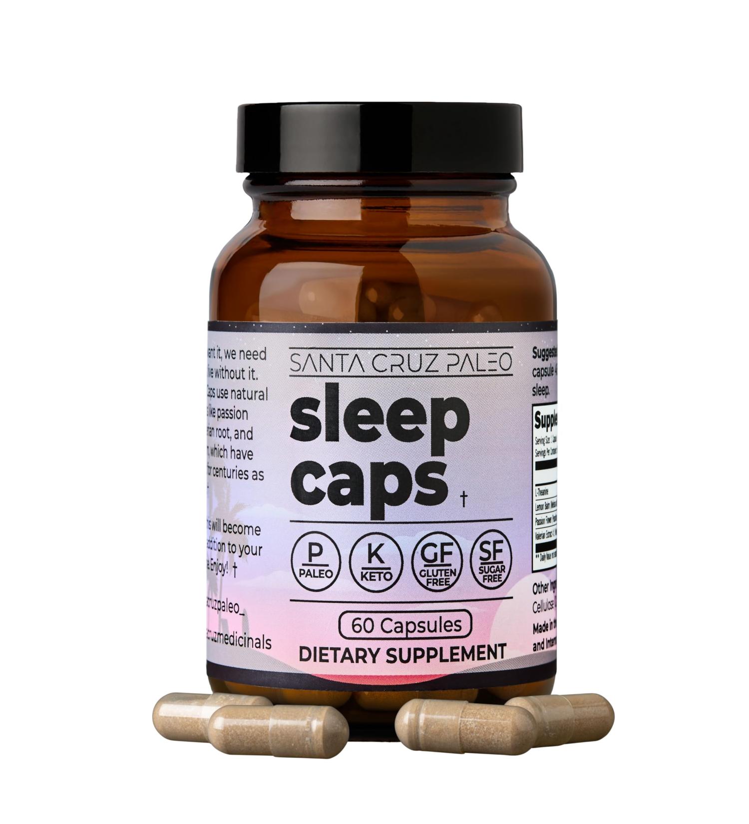 Santa Cruz Paleo Sleep Caps with L-Theanine Lemon Balm Passion Flower & Valerian Root Melatonin-Free Nighttime Relaxation Paleo & Keto Friendly Sugar & Gluten Free 60 Capsules 60 Count (Pack of 1) - Buy Online on GoSupps.com