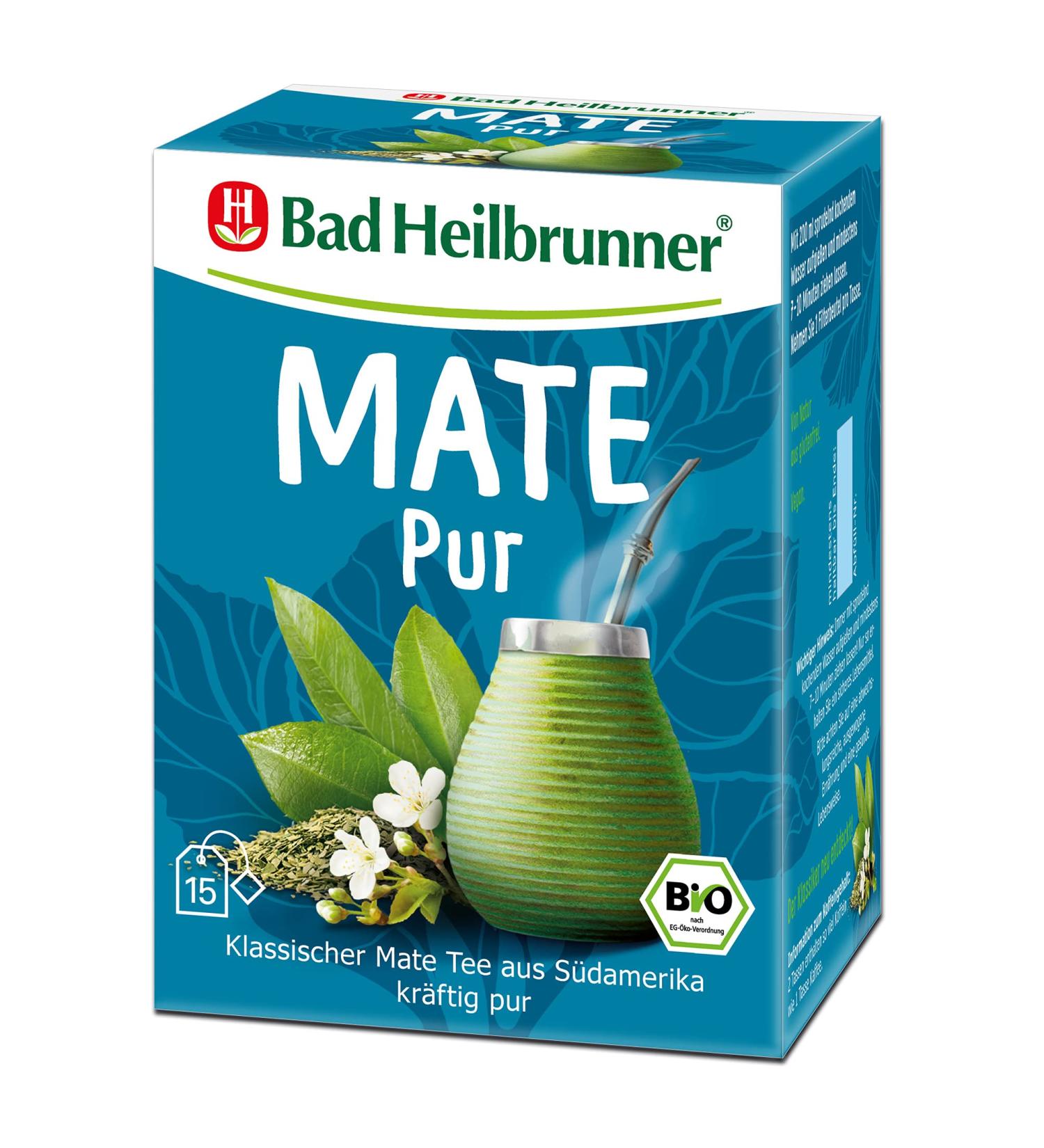 Bad Heilbrunner Mate Pur Tea - Classic South American Mate with Turmeric - 5x15 Filter Bags for a Harmonious Experience - International Shipping Available - Buy Online on GoSupps.com