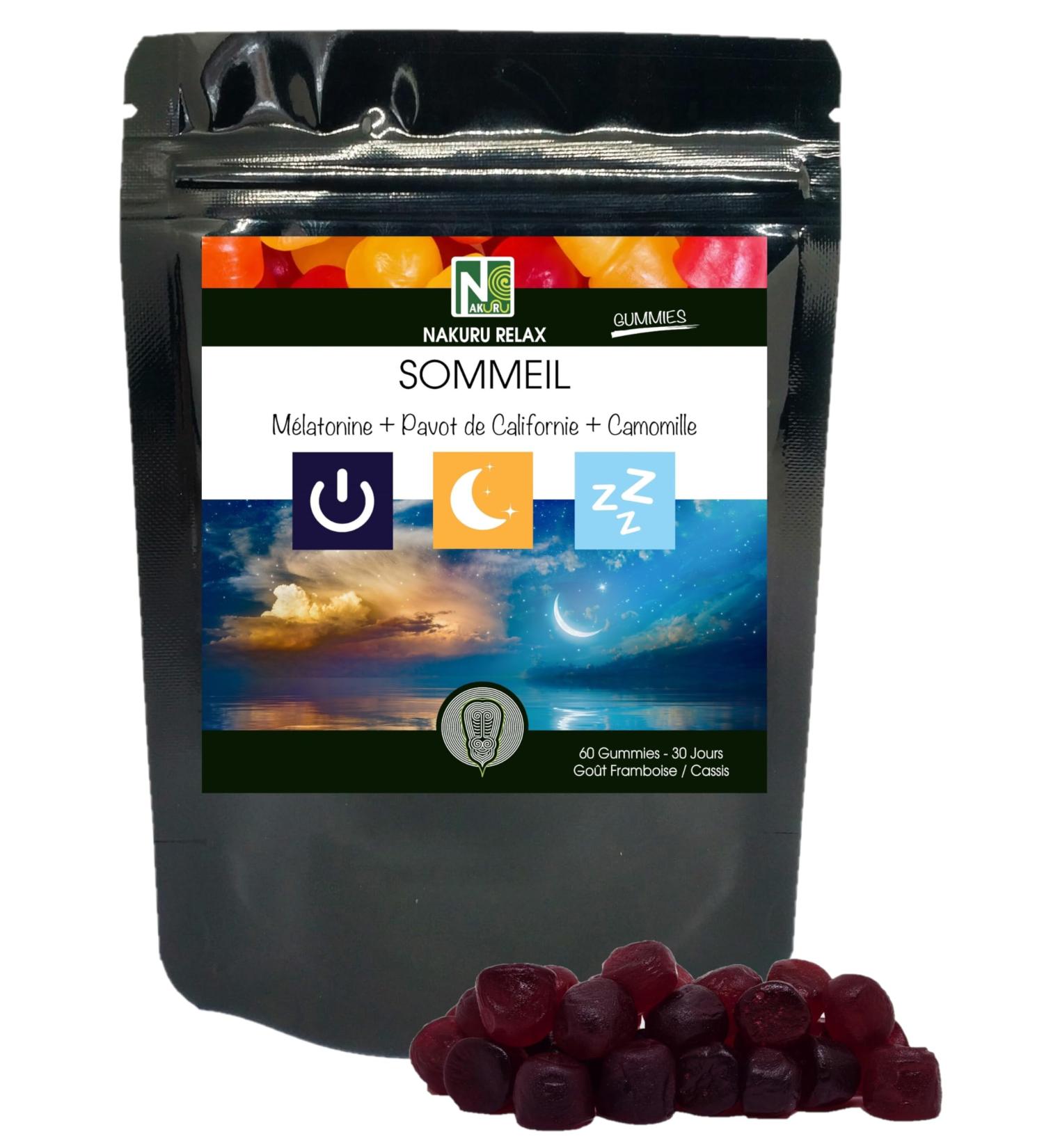 NAKURU | Sleep Gummies | Relax Range | Flavor: Raspberry + Blackcurrant | Made in France | Melatonin + California Poppy + Chamomile!  - Buy Online on GoSupps.com