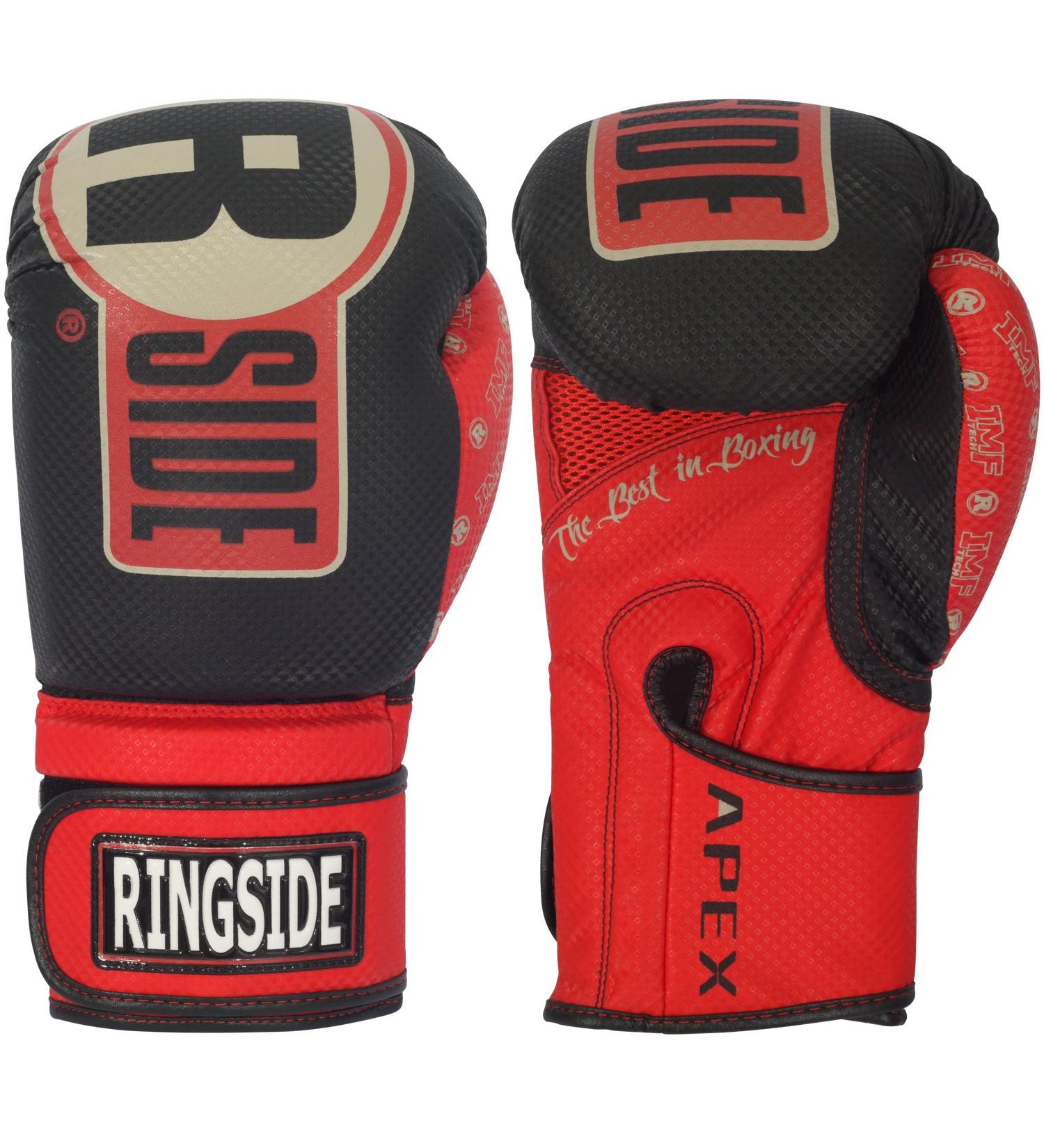 Ringside Apex Bag Gloves, IMF-Tech Boxing Gloves with Secure Wrist Support, Synthetic Boxing Gloves for Men and Women Large-X-Large Black/Red