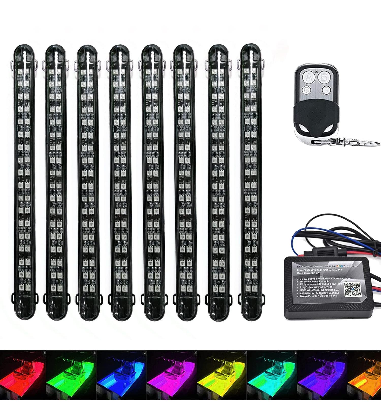 NBWDY 8pcs LED Boat Lights with APP & Remote Control - Waterproof 12V RGB Interior Strip Lighting for Boat Deck & Marine Safety - Buy Online on GoSupps.com