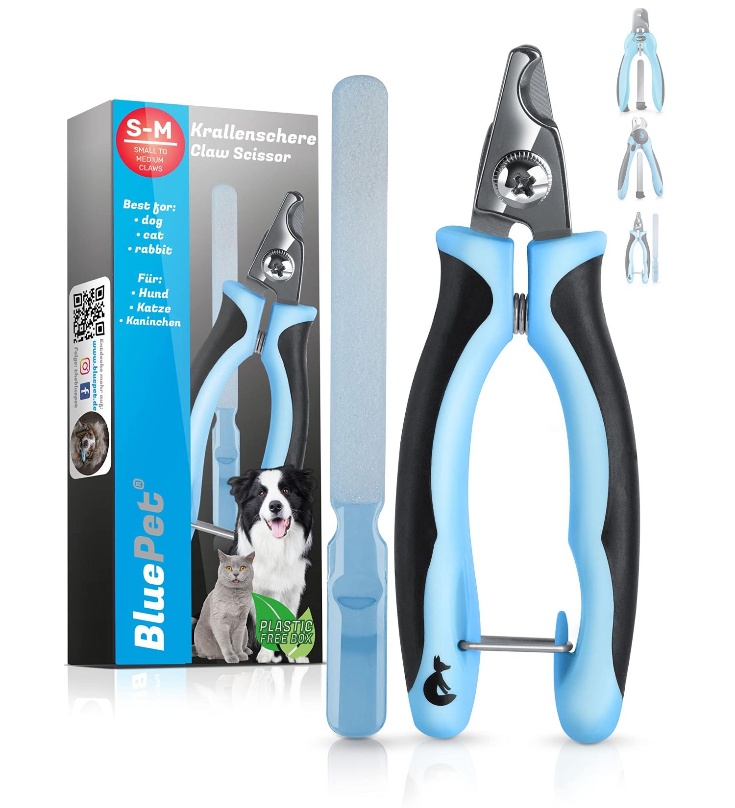 Bluepet Krallensch n Professional Claw Scissors for Small Dogs & Cats - Ergonomic Angled Head with Nail File | Ideal for Small to Medium Claws - Buy Online on GoSupps.com