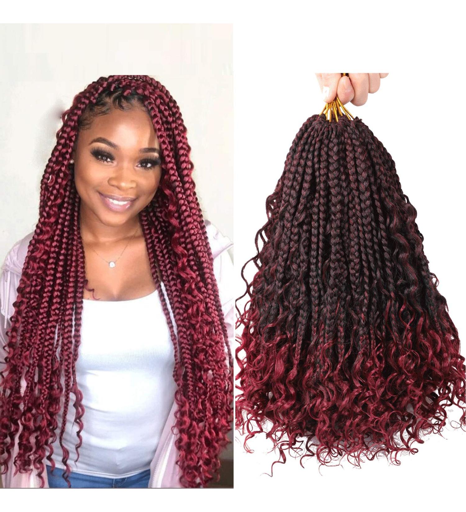 Box Braids Curly Ends Box Braid Crochet Hair Prelooped Synthetic Crochet Braids (14inch T118) - Buy Online on GoSupps.com