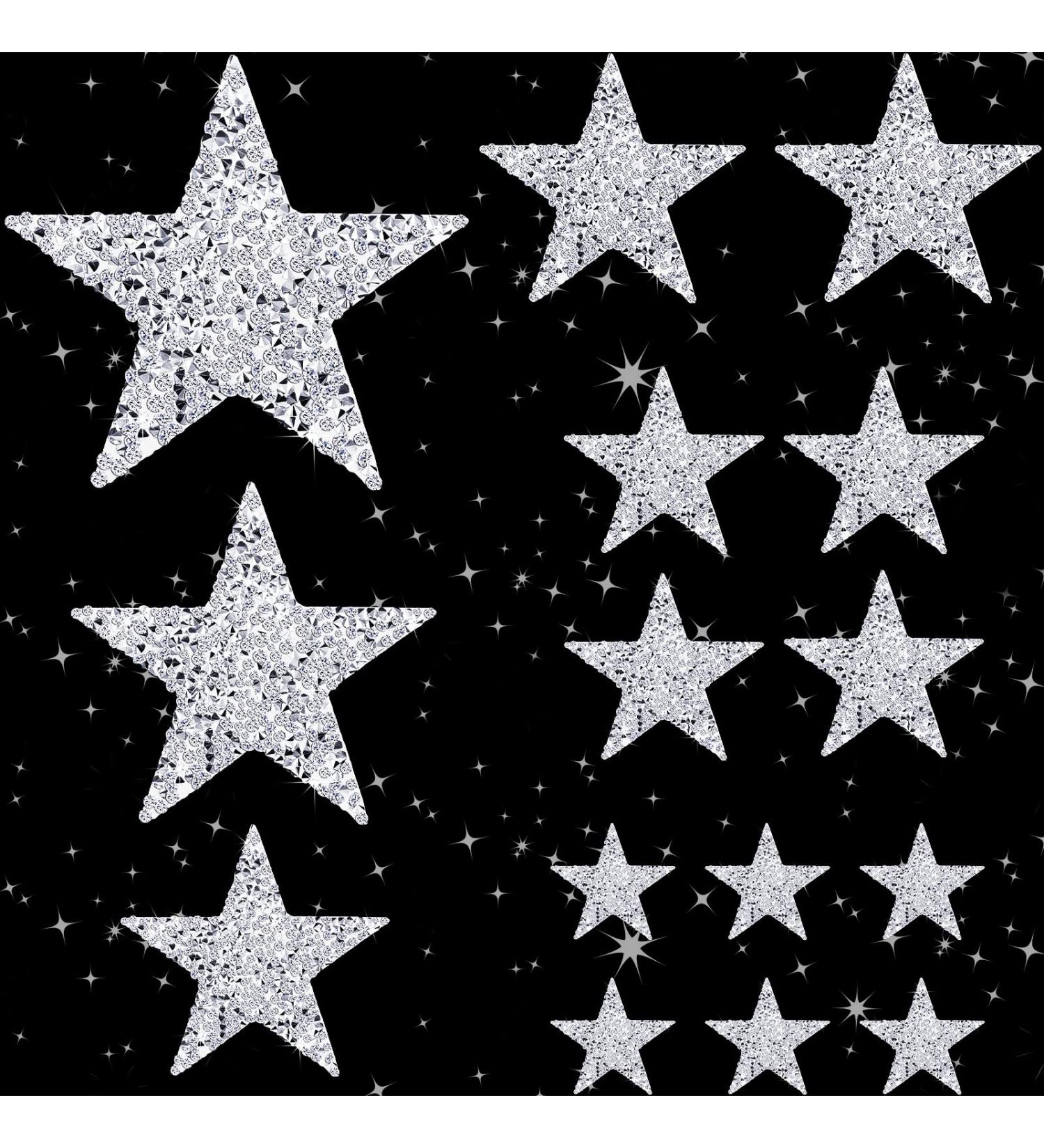 12 Pcs Rhinestone Star Iron-on Patches - Glitter Crystal Applique for Clothing, Shoes, Bags - DIY Decoration & Repair - 3 Sizes - Buy Online on GoSupps.com