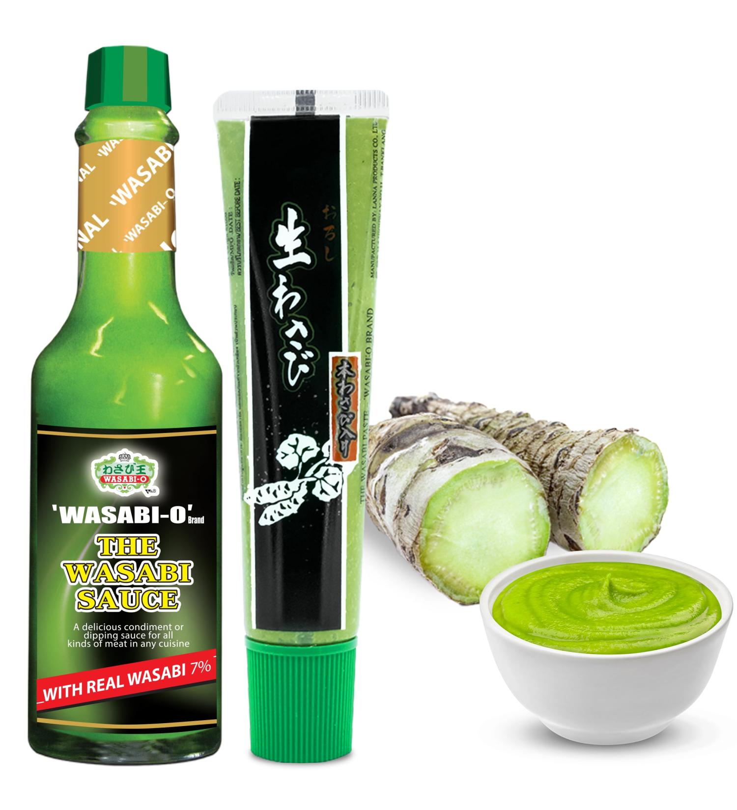 WASABI-O Authentic Japanese Wasabi Sauce & Paste Combo - Real Wasabi Hot Sauce for Sushi & Salad - 62g & 43g - Buy Online on GoSupps.com