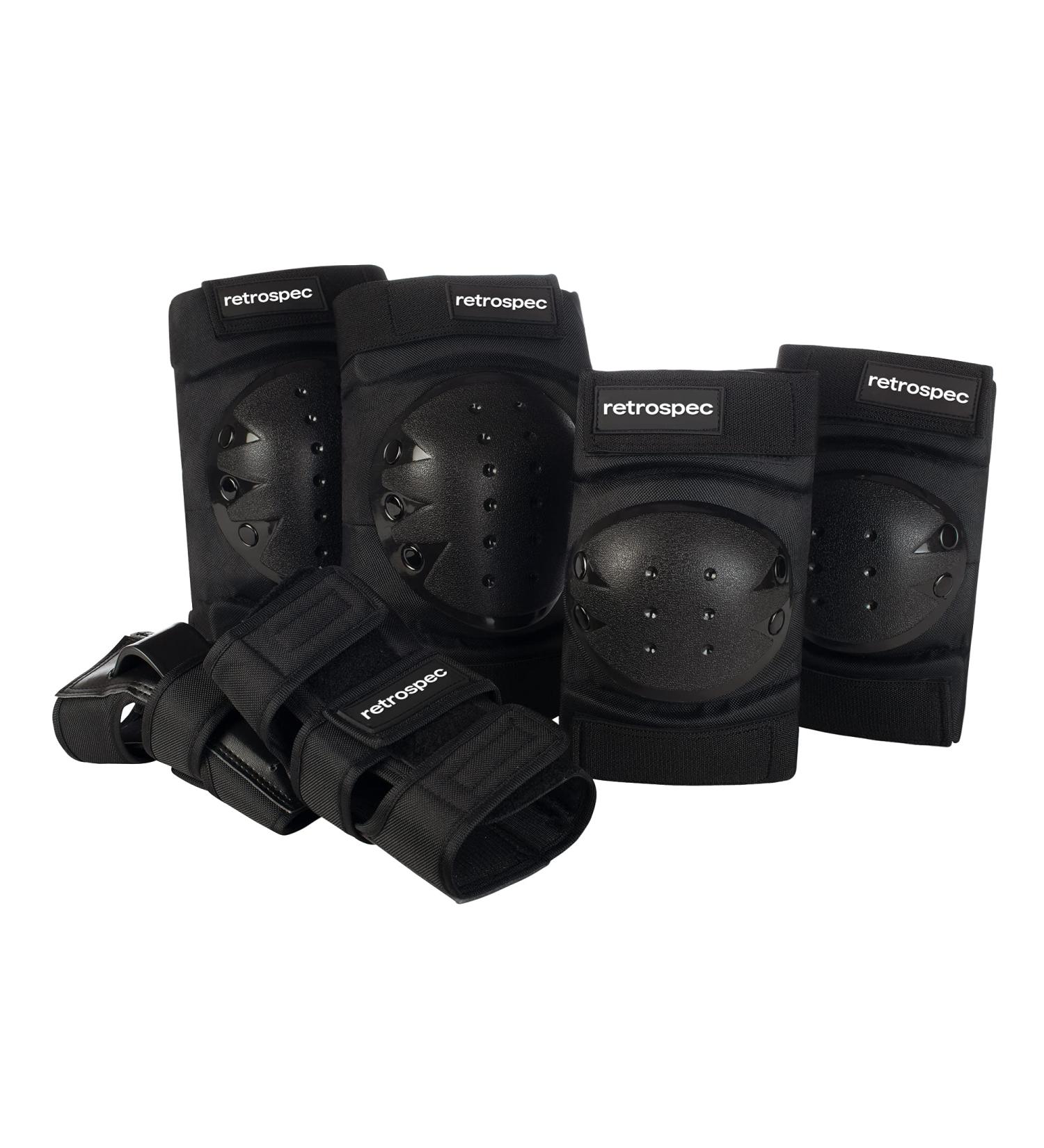 Retrospec Knee Pads, Elbow Pads & Wrist Guards - Multi Sport Protective Gear Set for Men, Women & Kids - Skateboarding, Roller Skating, BMX & Scooter - Adult Size (14+), Black - Buy Online on GoSupps.com