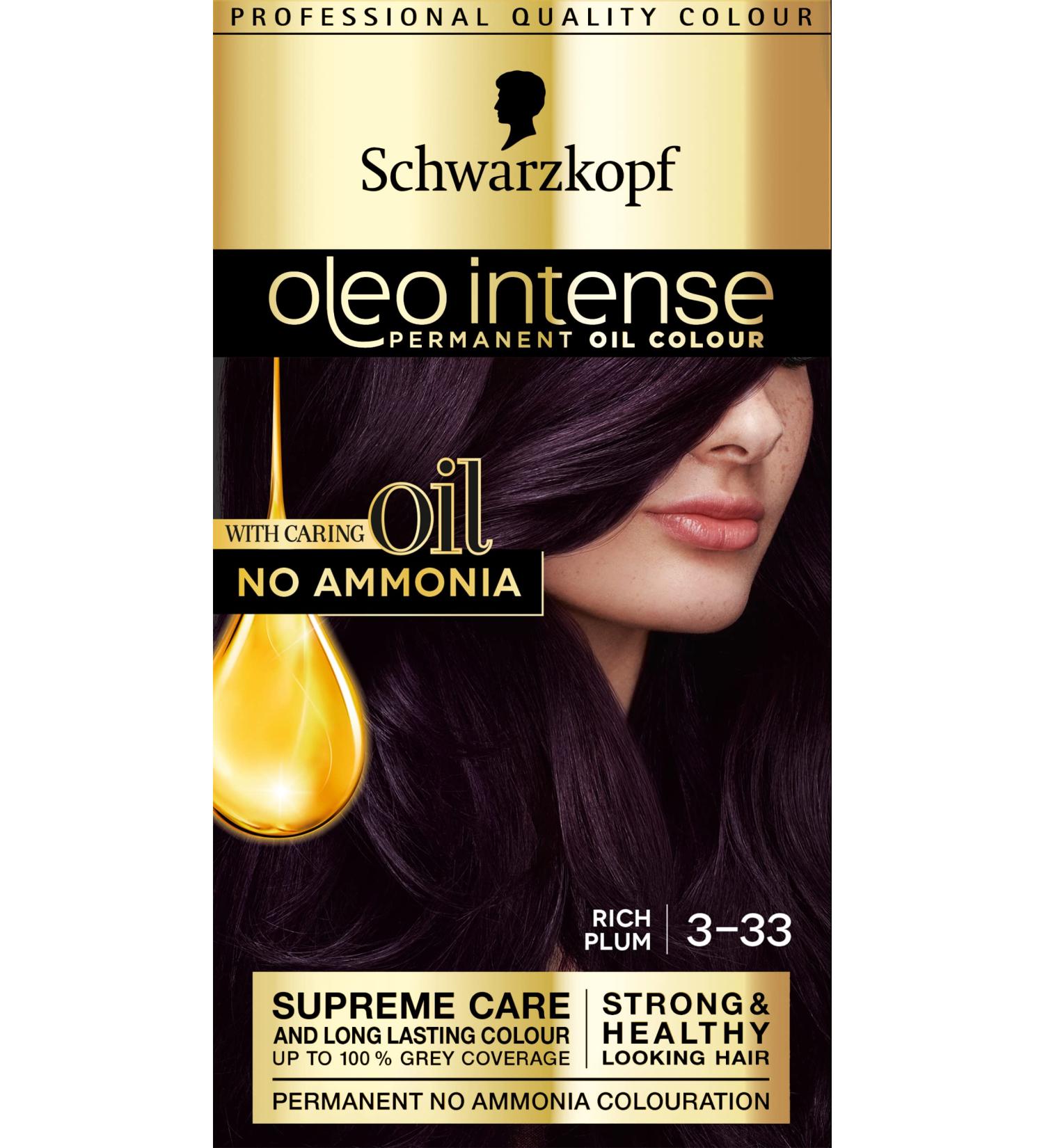 Schwarzkopf Oleo Intense Permanent Purple Hair Dye Ammonia Free Up to 100 Percent Grey Coverage Rich Plum 3 - 33 - Buy Online on GoSupps.com