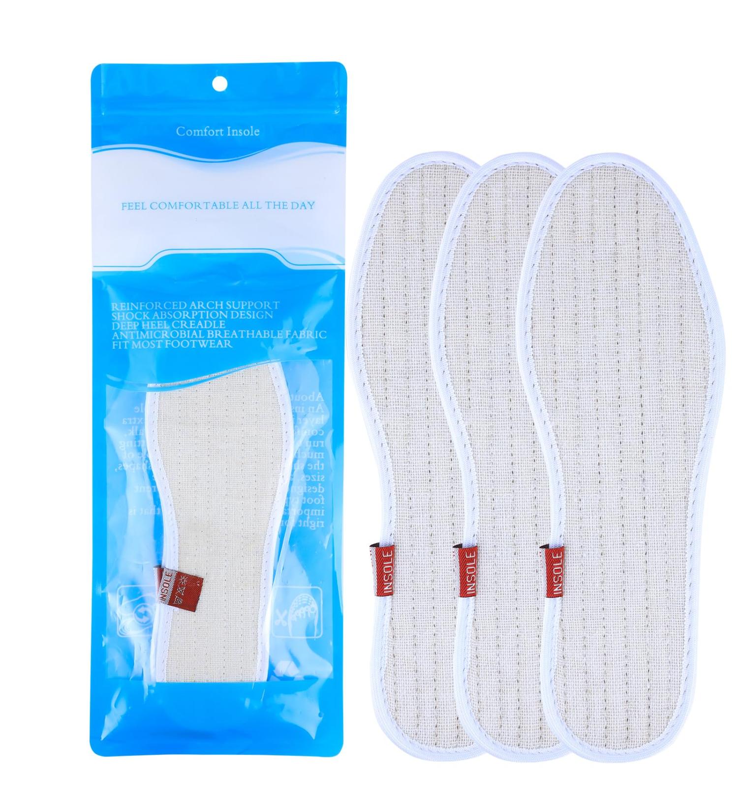 3 Pair Cotton Sockless Shoe Insoles - Odor Control Washable Barefoot Inserts for Women (US 5/EU 35) - Keep Feet Dry & Fresh - Buy Online on GoSupps.com