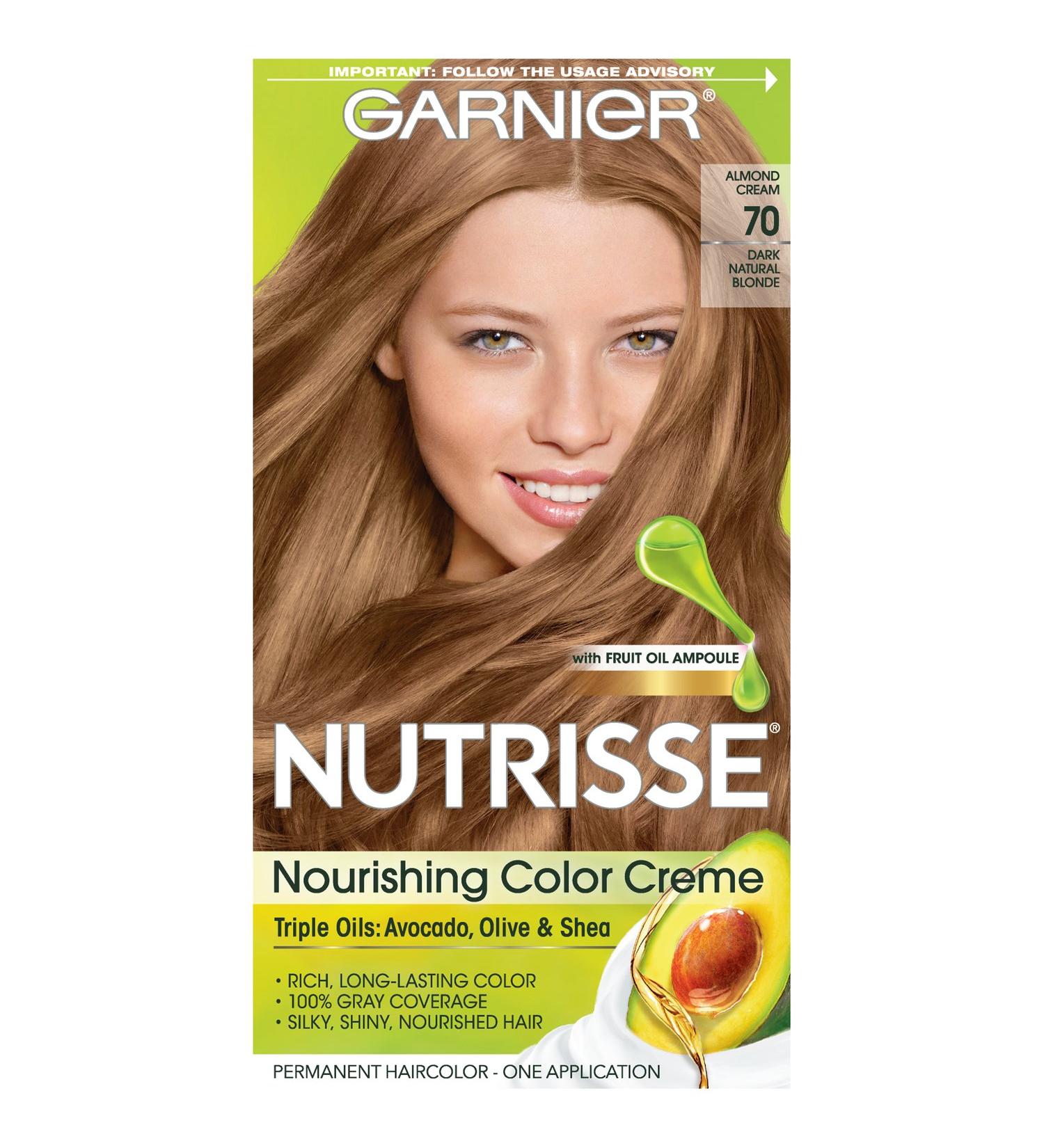 Garnier Nutrisse Nourishing Color Creme 70 Dark Natural Blonde (Almond Creme) - Rich Long-Lasting Hair Color for Beautiful Results | Shop Internationally - Buy Online on GoSupps.com