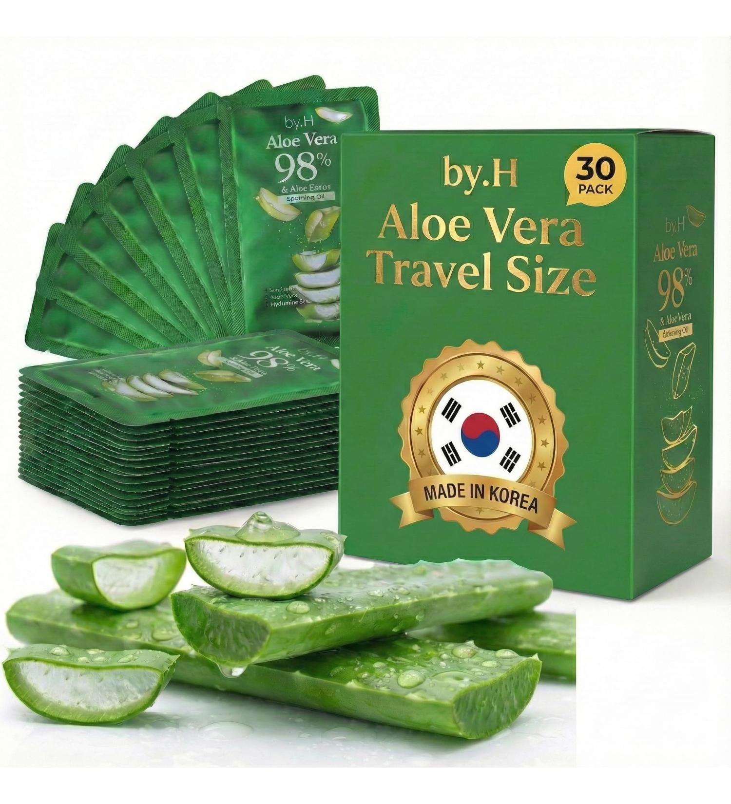 by.H Travel Size Aloe Vera Gel (30 Mini Packets) - TSA-Friendly Organic Soothing Gel for Face & Body - 98% Pure Aloe Gel Packets Sunburn Relief Non-Greasy Portable Travel Packet Made in Korea Pouch Type-1Pack - Buy Online on GoSupps.com