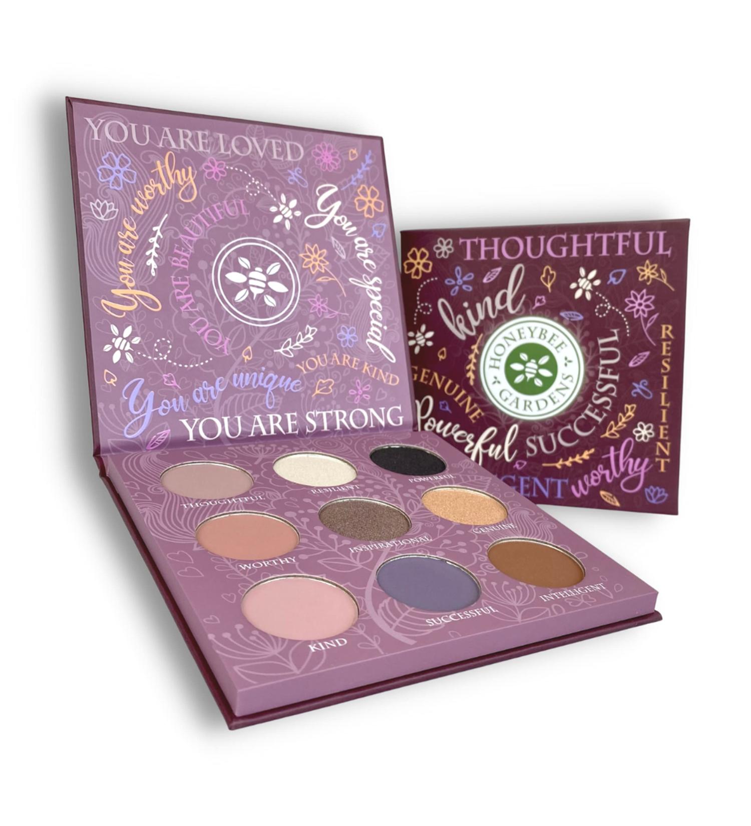 Honeybee Gardens Power of Positivity Eye Shadow Palette | Natural, Eco-Friendly, Vegan | Gluten-Free, Paraben-Free | 9 Shades - 1.3g each - Buy Online on GoSupps.com