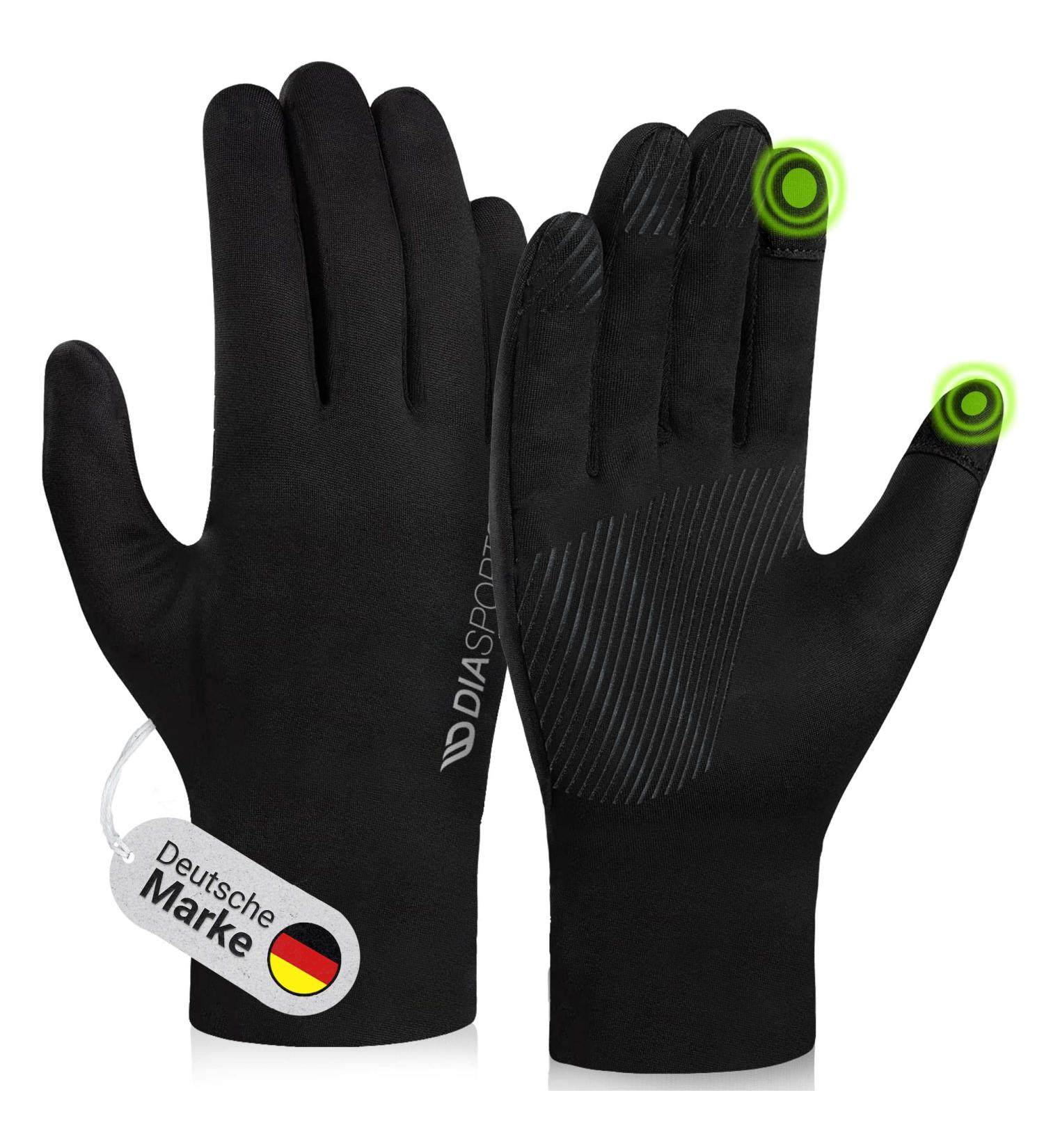 Diasports Touchscreen Running Gloves for Men & Women - Anti-Slip Bicycle Winter Gloves | Thin Thermal Sport Gloves in Black - Buy Online on GoSupps.com