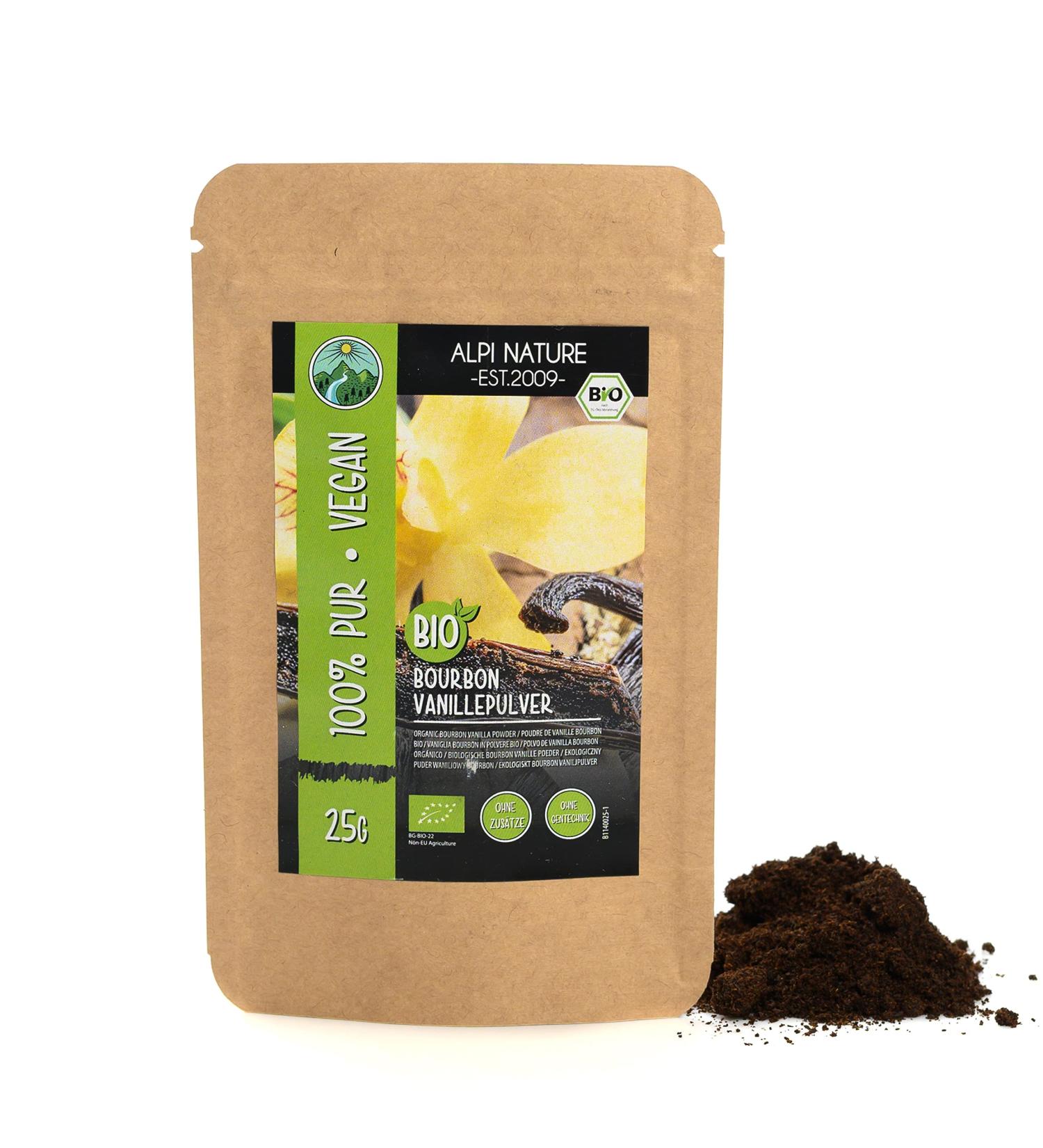 Buy Organic Bourbon Vanilla 25g - 100% Pure & Natural Ground Vanilla Pods from Controlled Organic Cultivation - Buy Online on GoSupps.com