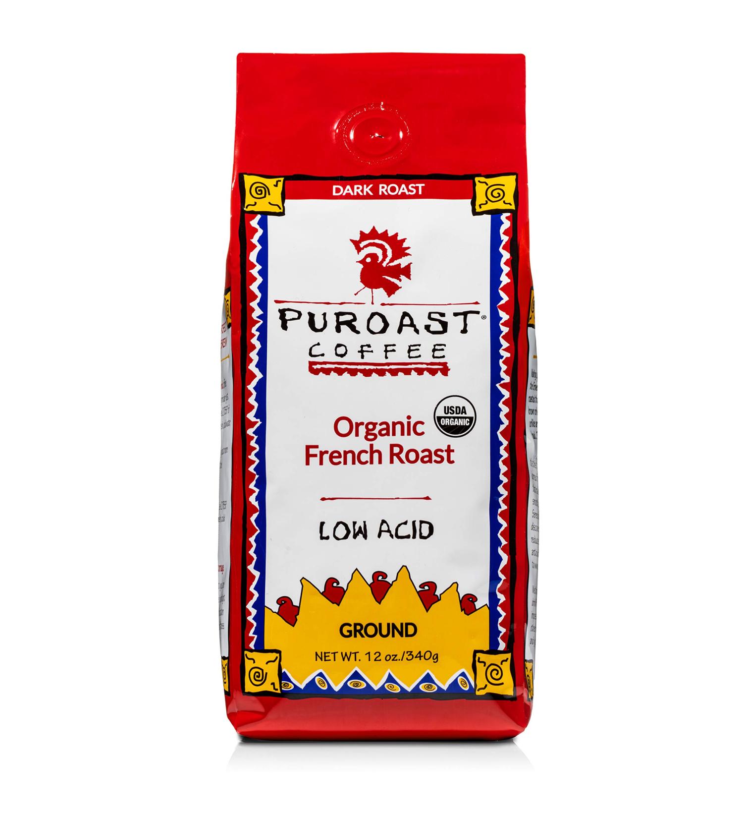 Puroast Low Acid French Roast Ground Coffee 0.75 lb - Premium Organic Blend with High Antioxidants - Buy Online on GoSupps.com