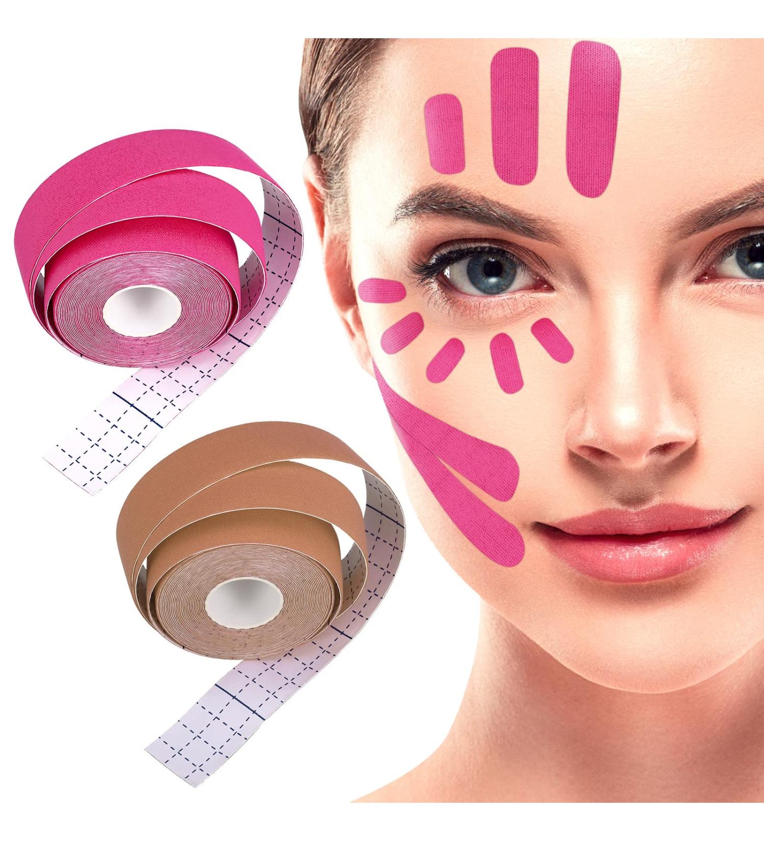 2 Rolls Facial Eye Neck Tape Patches for Double Chin Strips V-shaped Facial Breathable Stickers with Elasticity Suitable for Face eye and neck double chin strips - 2.5CM*500CM - Buy Online on GoSupps.com