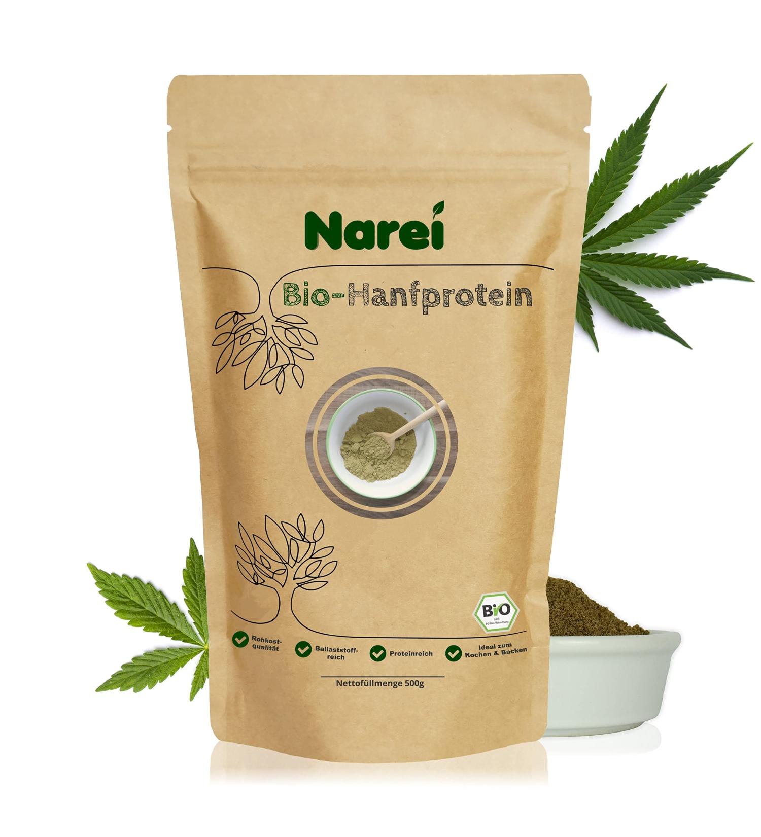 Nare ei Organic Hemp Protein Powder - 50% Vegan Protein from Germany | 450g - Ideal for Smoothies Muesli Porridge & Baking | DE- KO-005 Certified - Buy Online on GoSupps.com