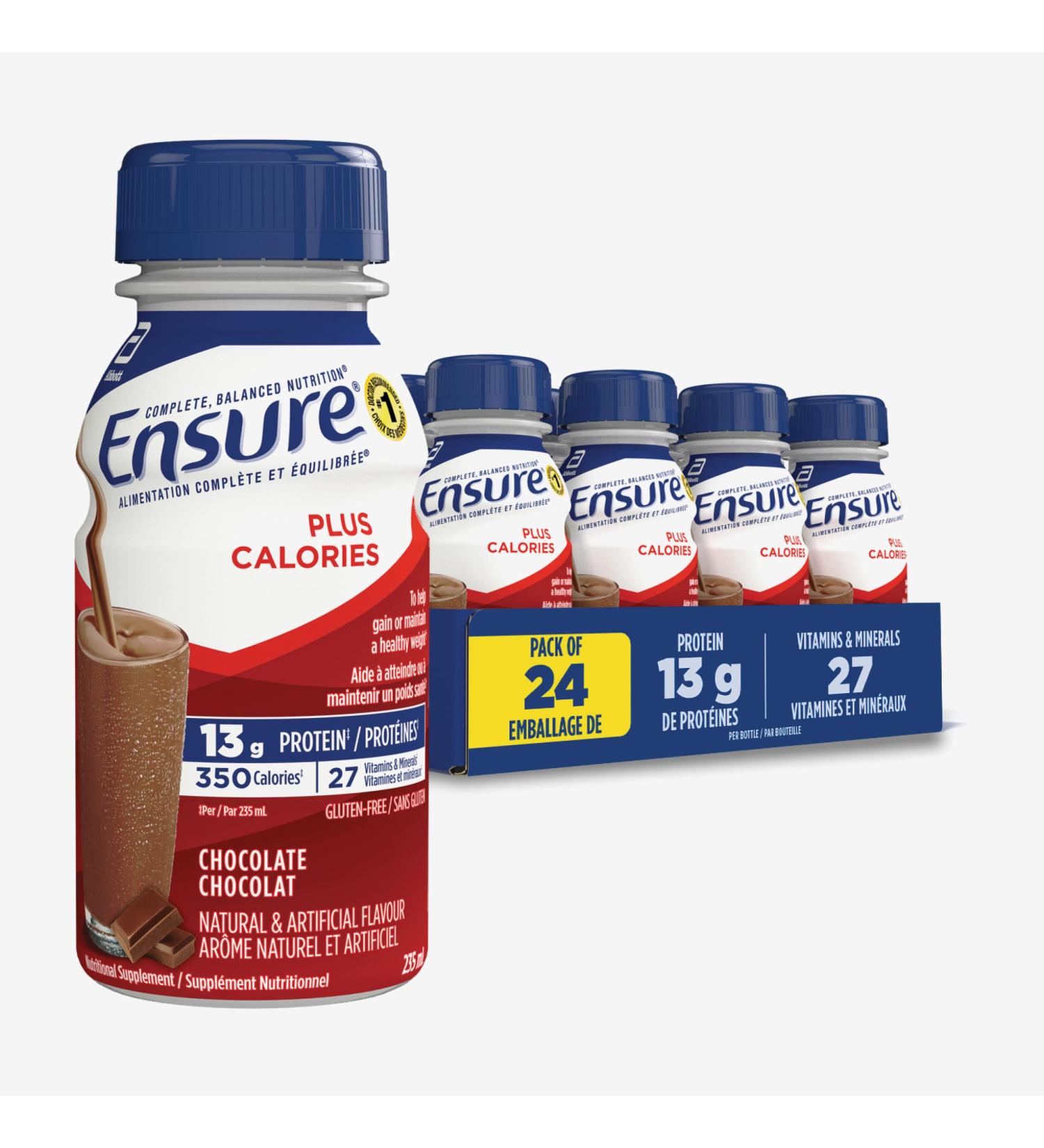 Ensure Plus Calories Nutritional Supplement Shake Value Pack To Help With Healthy Weight Gain Or Maintenance Chocolate 24 x 235-mL Bottles - Buy Online on GoSupps.com