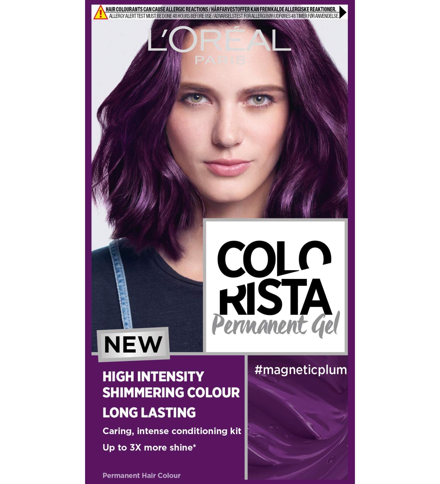 L'Or al Paris Colorista Permanent Gel Hair Dye Long-Lasting and Vibrant At-Home Hair Colour High-Intensity Hues with Up to 3x More Shine Colour: Magnetic Plum - Buy Online on GoSupps.com