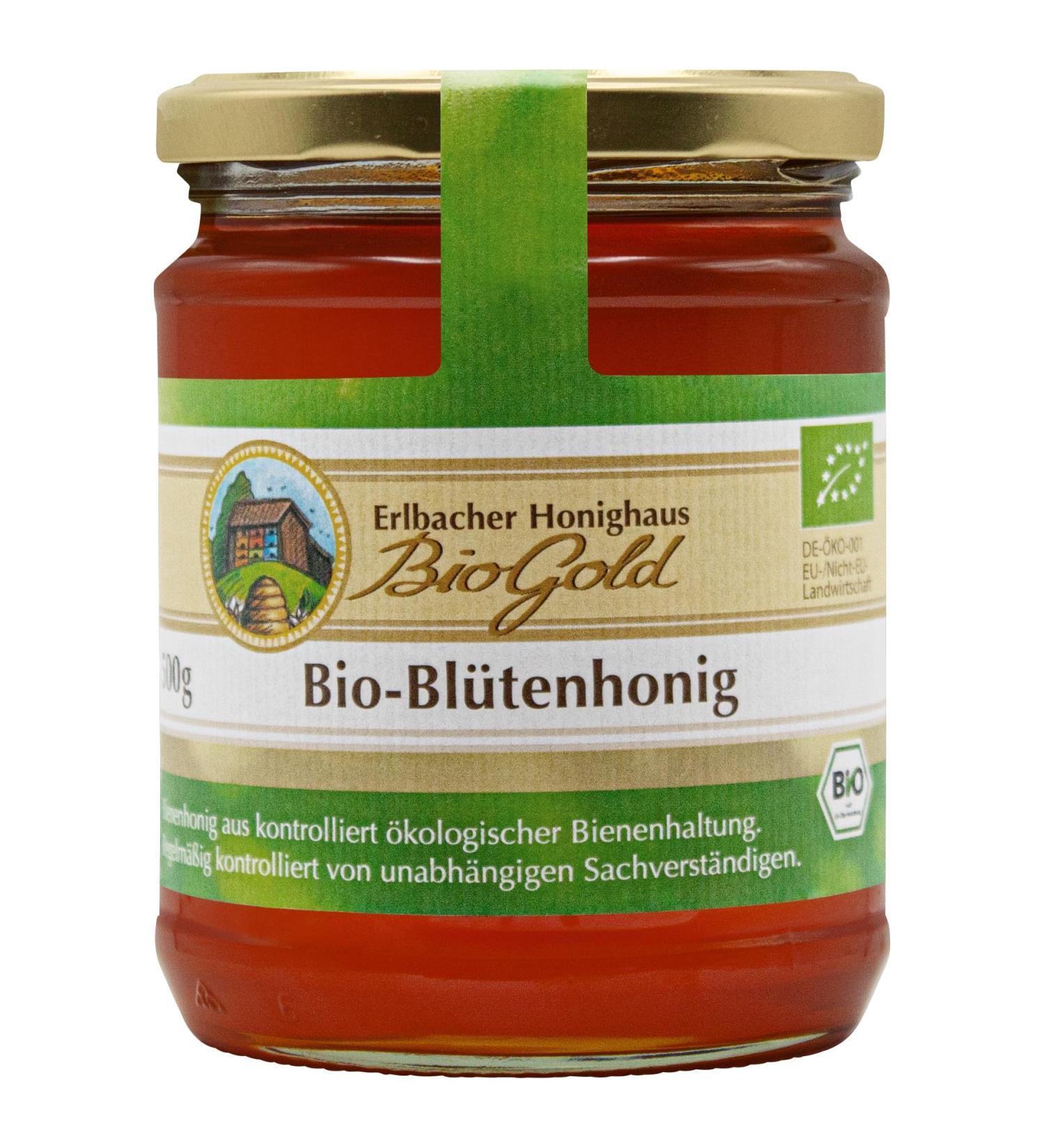Erlbacher Honighaus Biogold Bio-Bl ten Honey - 500g Pure Organic Liquid Honey from Ecological Beekeeping - Buy Online on GoSupps.com