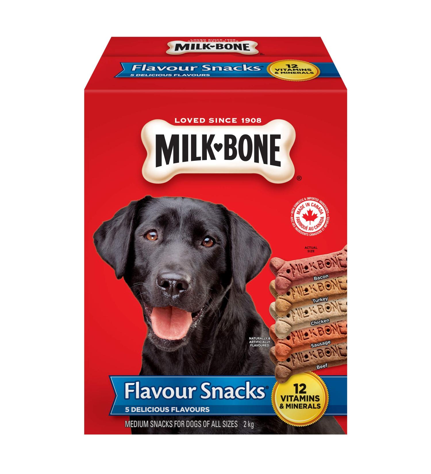 Milk-Bone Flavour Snacks Dog Biscuits Medium Sized Dog Treats Assorted Flavours 2kg Boxes (Pack of 6) Medium dog 2Kg (Pack of 6) - Buy Online on GoSupps.com