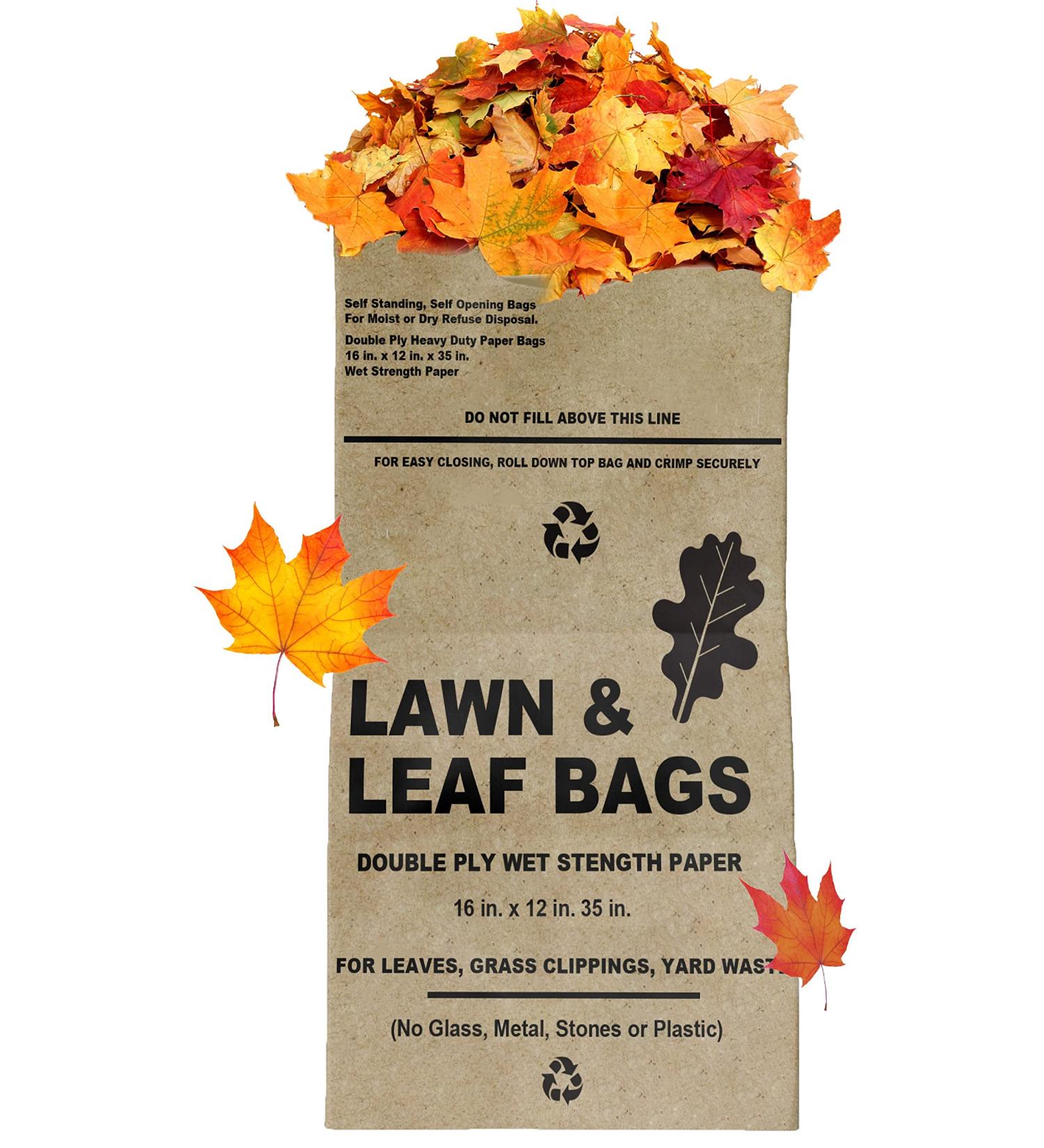 30 Gallon Lawn and Leaf Bags - Pack of 10 - Tear Resistant Eco-Friendly Trash Bags for Wet/Dry Leaves, Grass Clippings, Twigs - Brown Recyclable and Compostable Yard Bags - Biodegradable - Buy Online on GoSupps.com